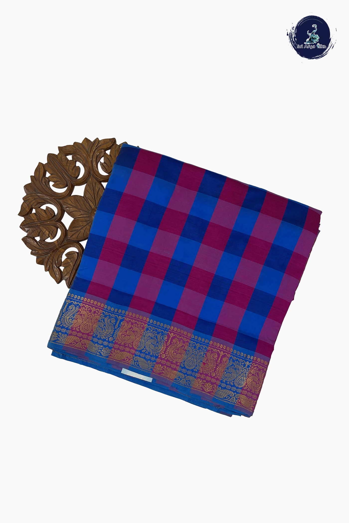 Multi Colour Madisar Semi Silk Cotton Saree With Checked Pattern