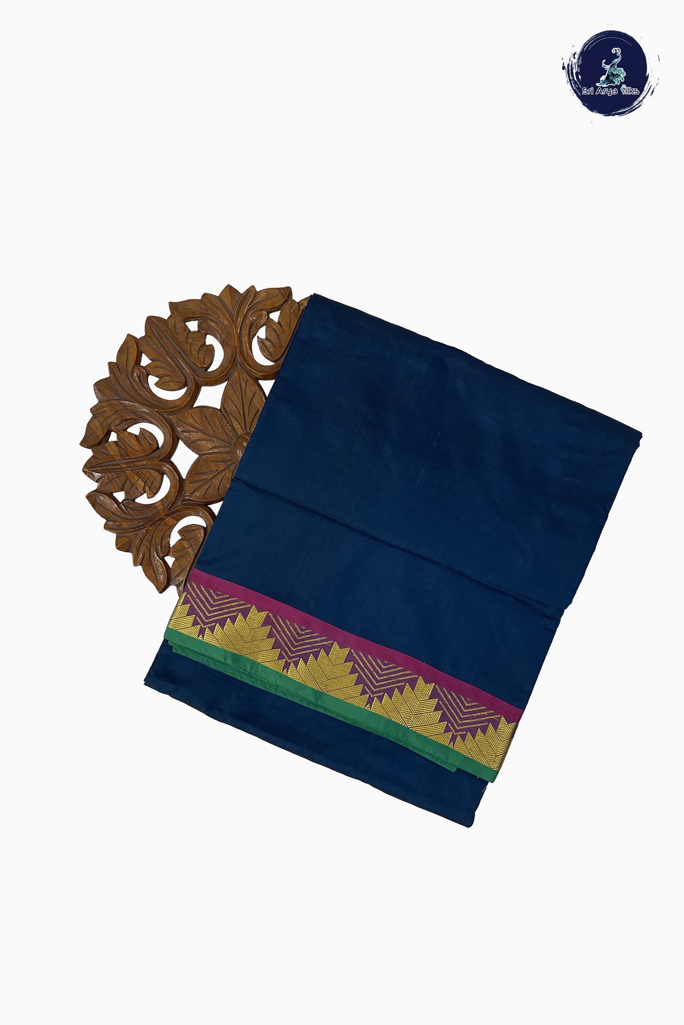 Blue Madisar Semi Silk Saree With Plain Pattern