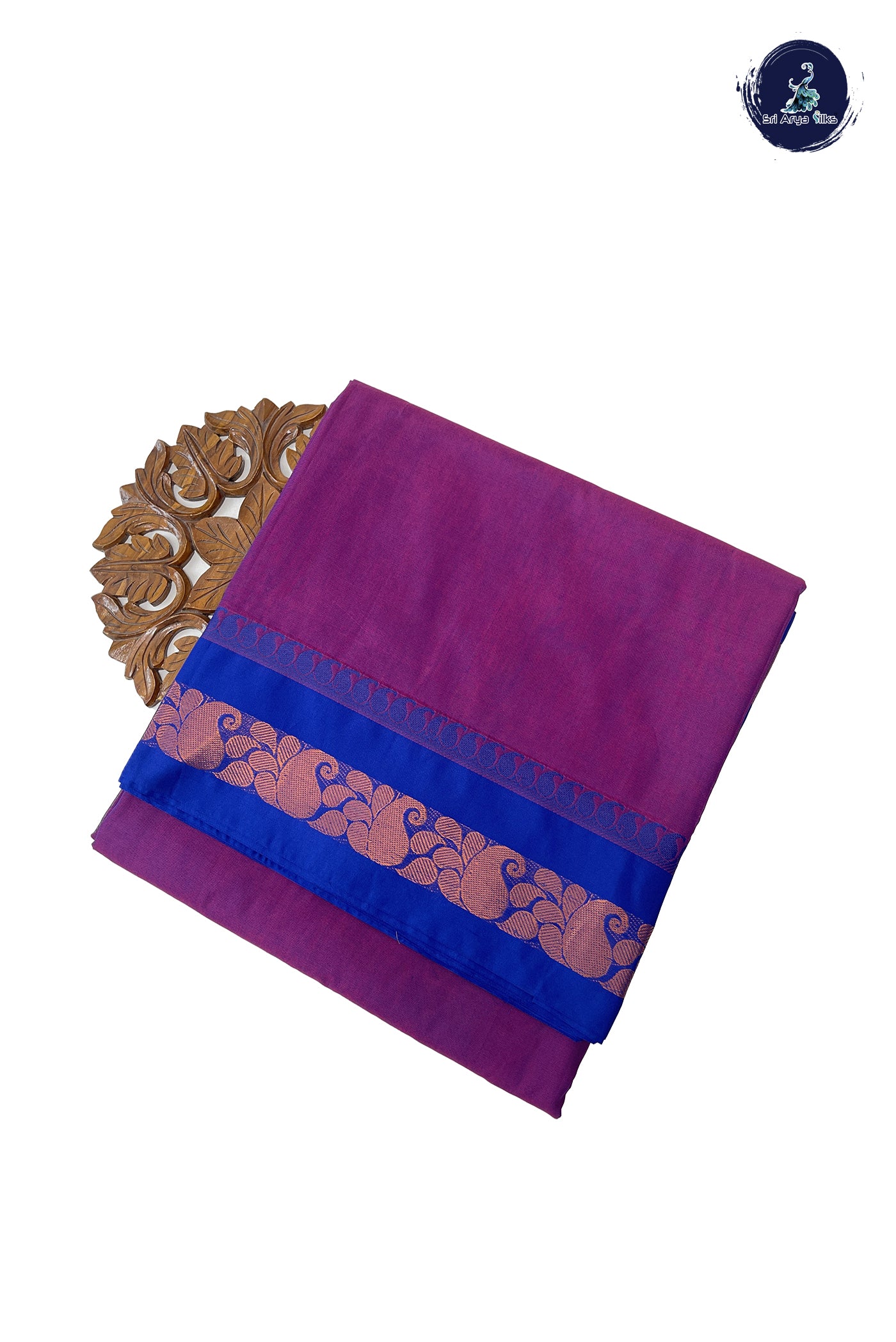 Dual Tone Purple Madisar Cotton Saree With Plain Pattern