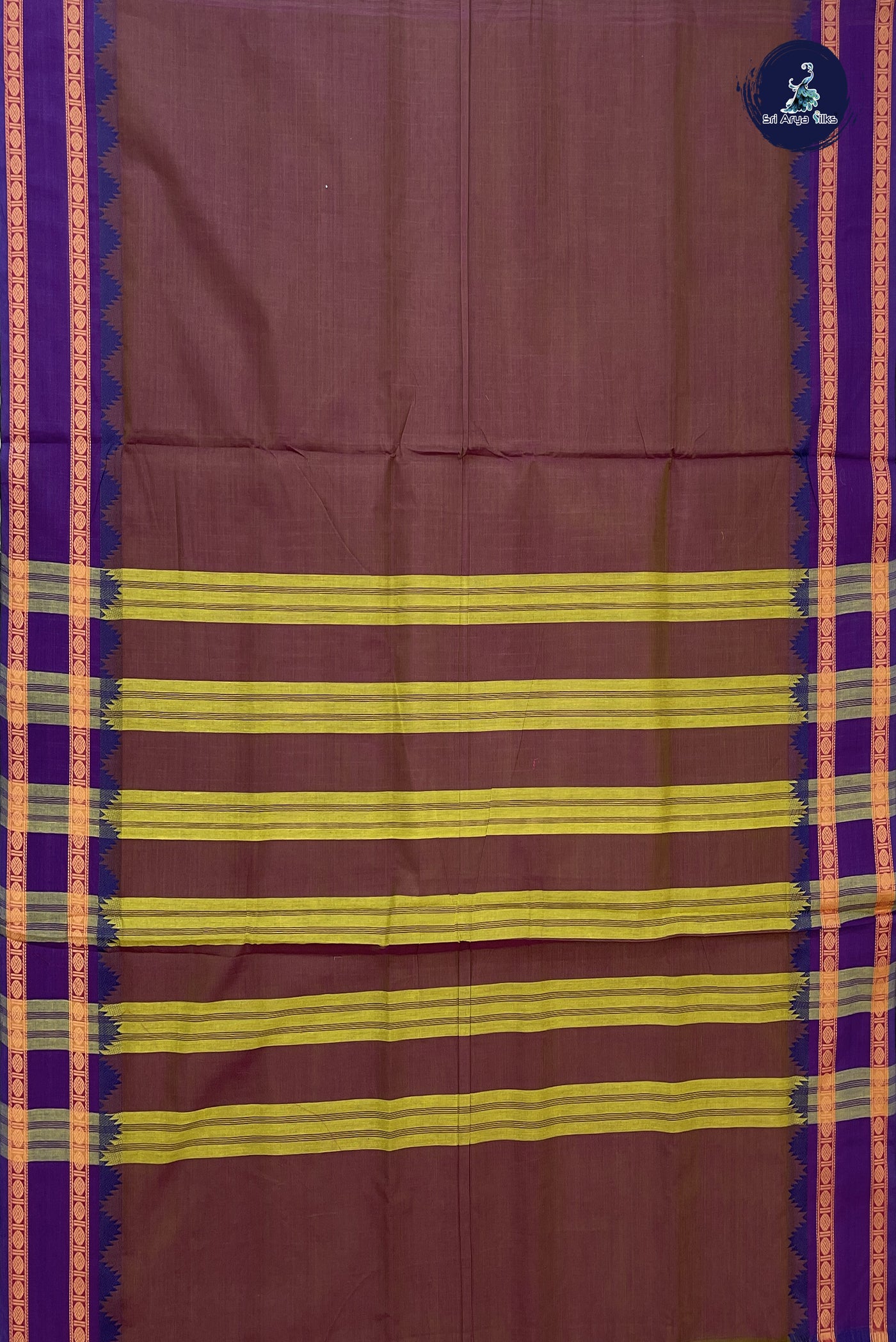 Dual Tone Purple 10 Yards Madisar Cotton Saree With Plain Pattern