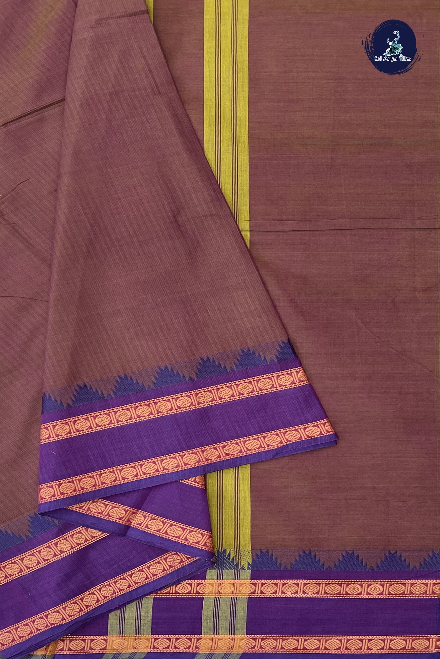 Dual Tone Purple 10 Yards Madisar Cotton Saree With Plain Pattern