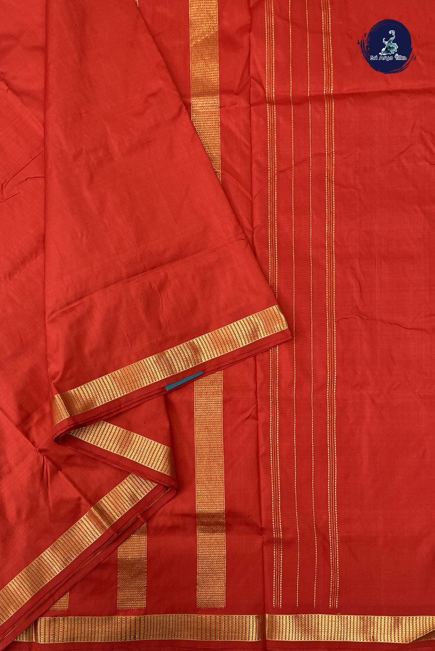 Orange Madisar 10 Yards Silk Saree With Plain Pattern