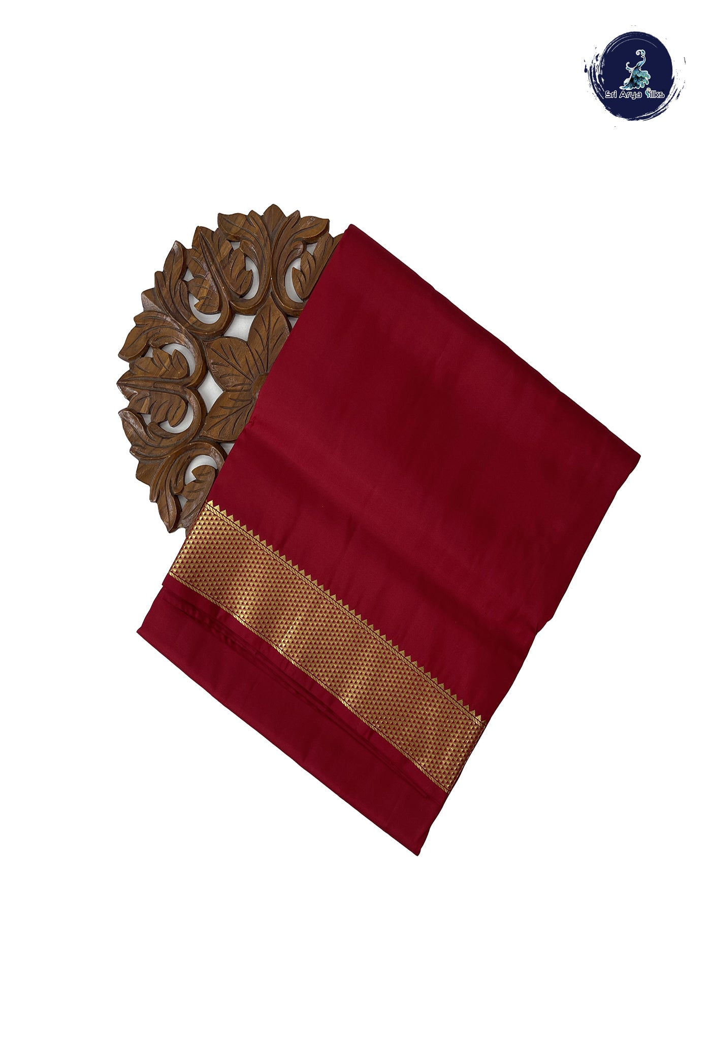 Maroon Madisar 10 Yards Silk Saree With Plain Pattern
