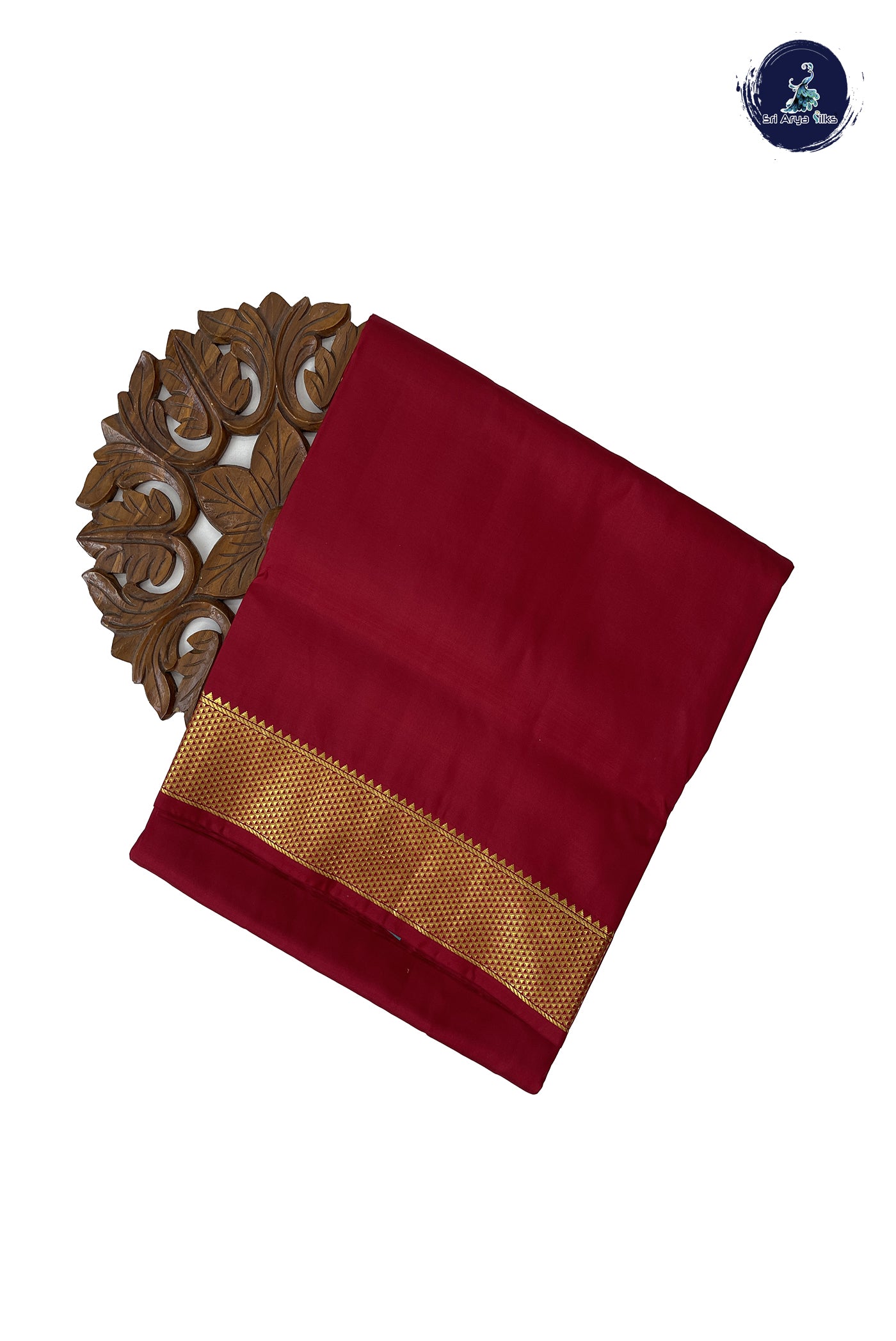 Maroon Madisar 10 Yards Silk Saree With Plain Pattern