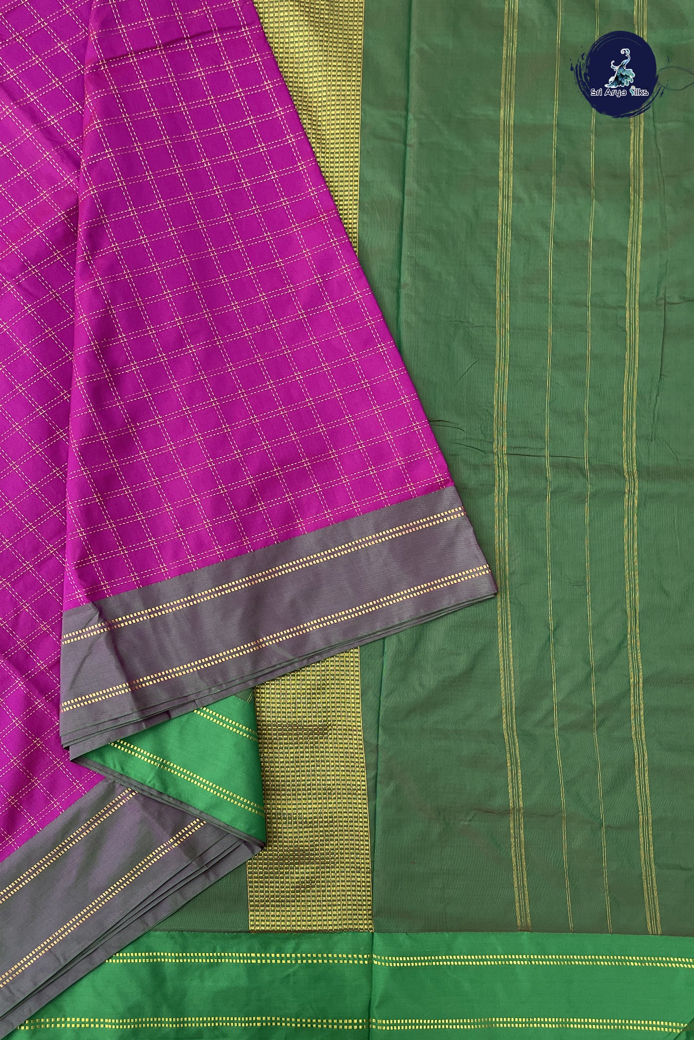 Vadamalli Madisar Semi Silk Saree With Zari Checked Pattern