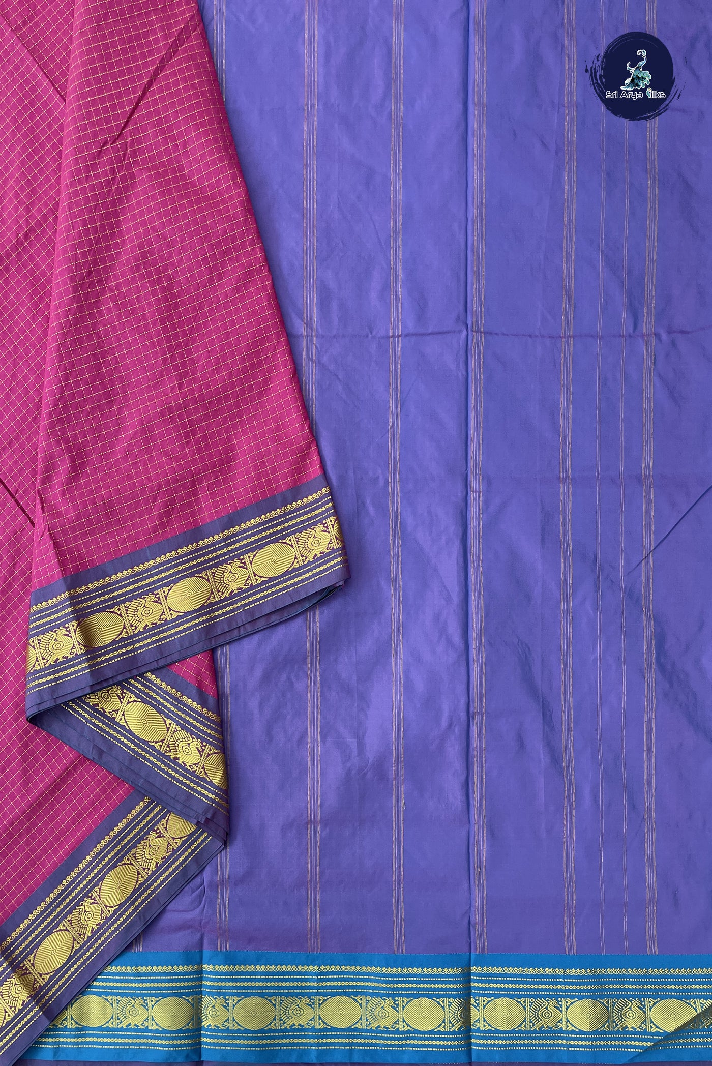 Pink Madisar Semi Silk Saree With Zari Checked Pattern