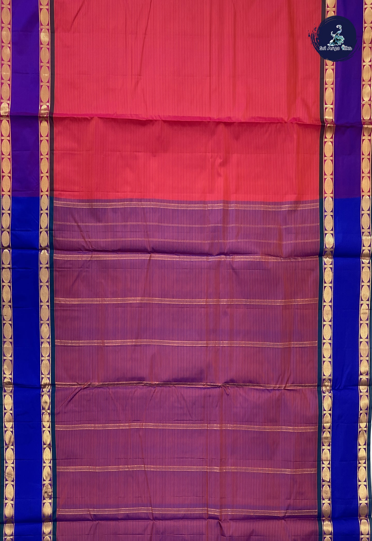 Dual Tone Pink 10 Yards Bridal Saree With Doria Lines Pattern