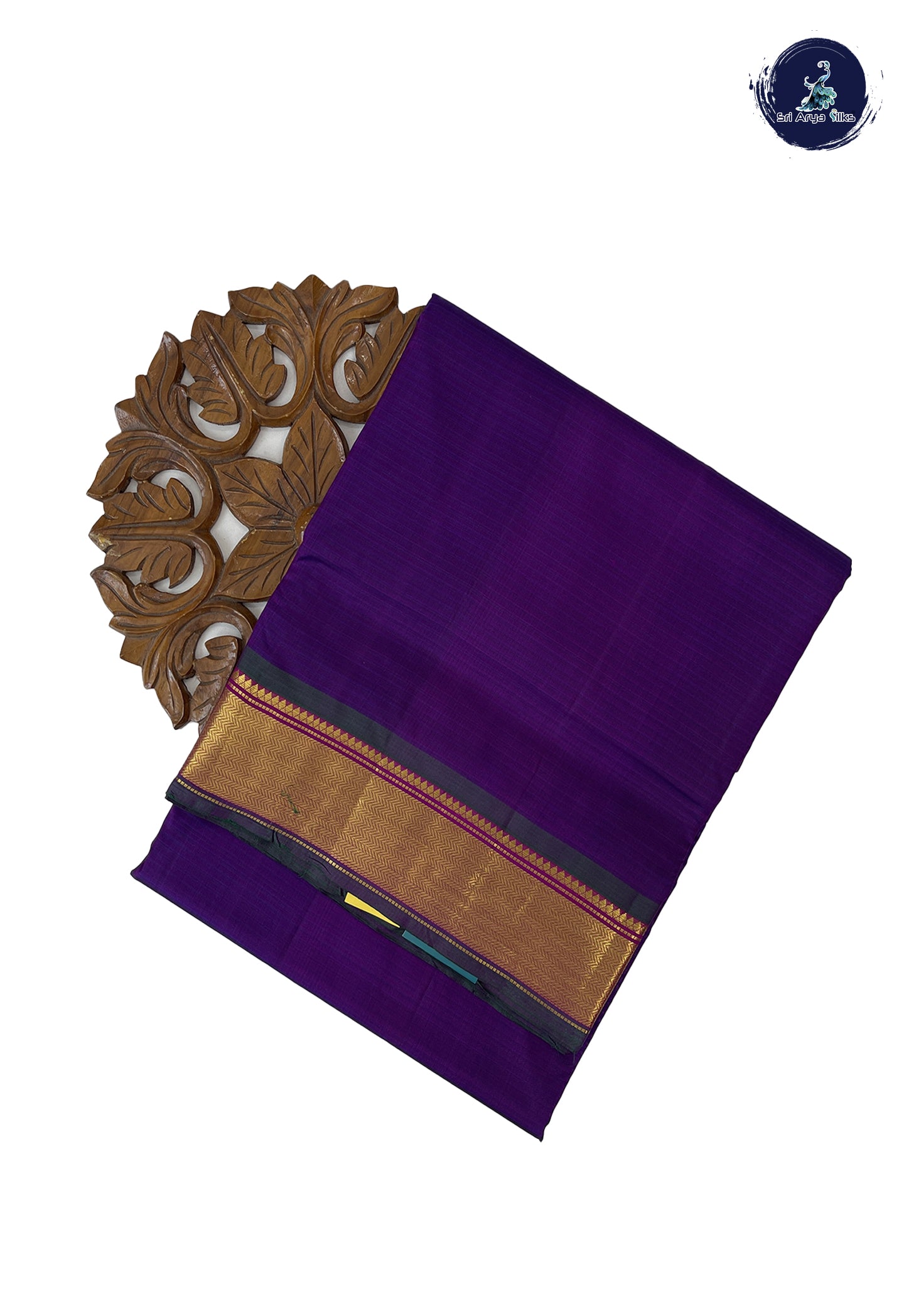 Dark Violet 10 Yards Bridal Saree With Doria Lines Pattern