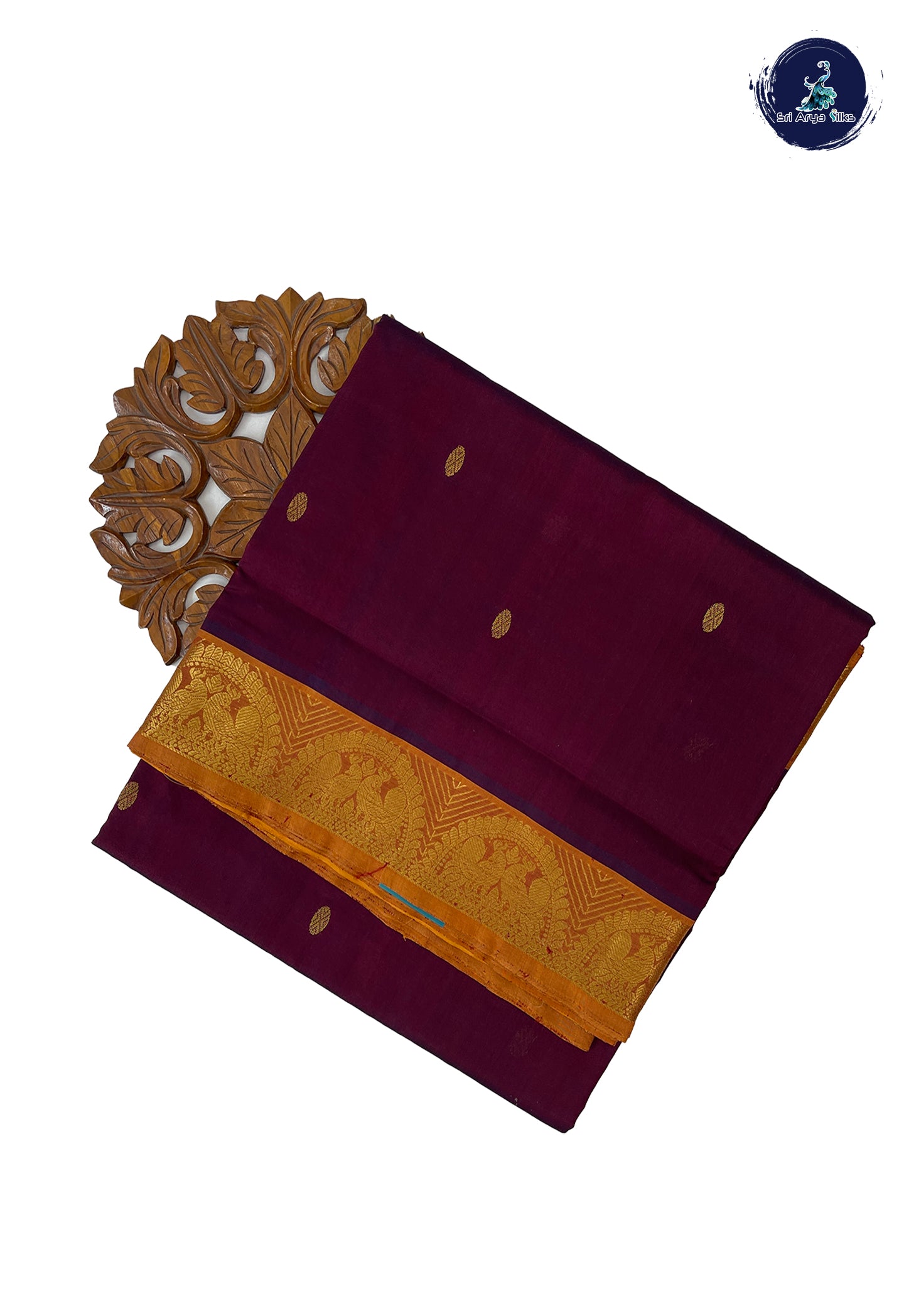 Brown Madisar Silk Cotton Saree With Zari Buttas Pattern