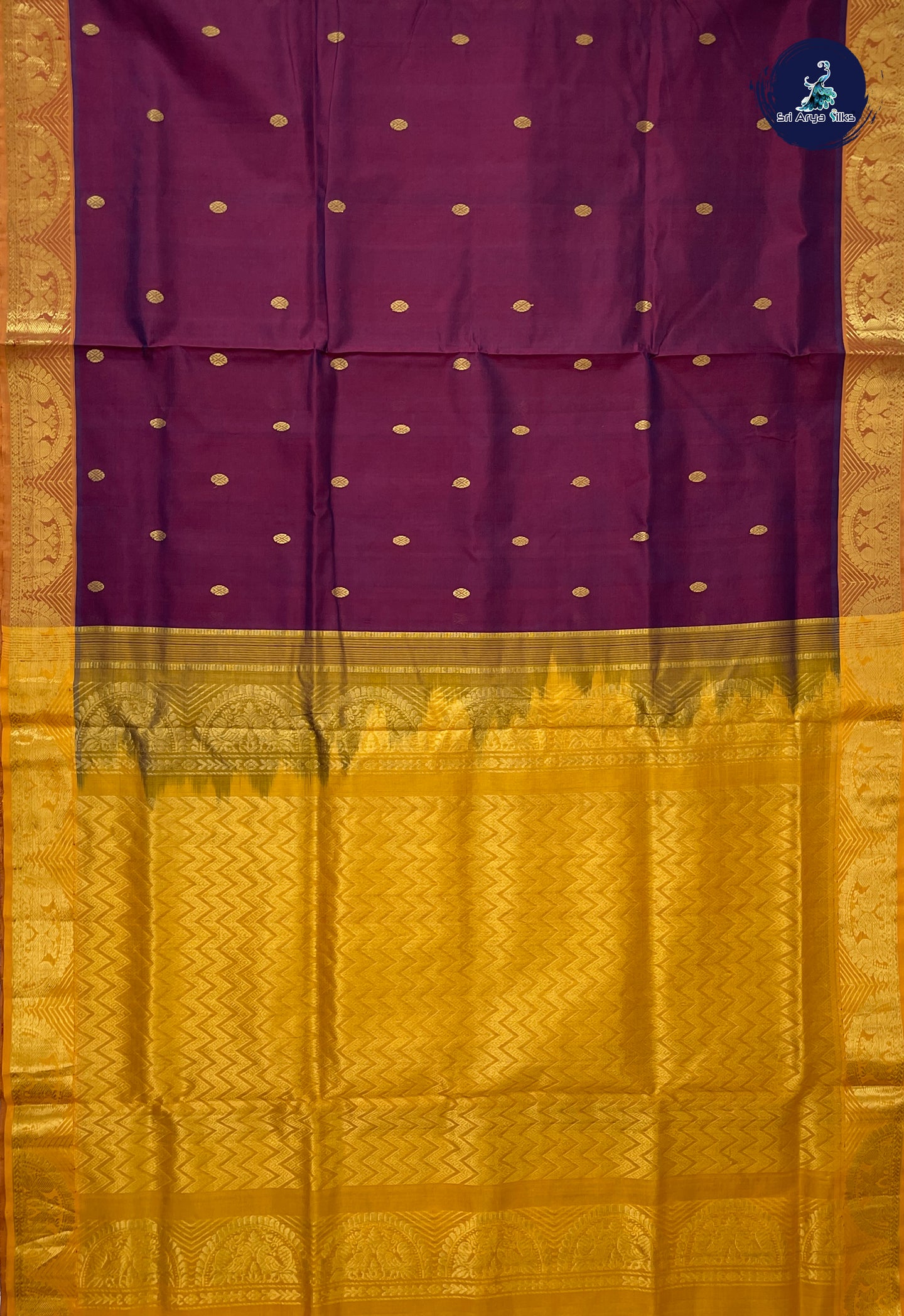 Brown Madisar Silk Cotton Saree With Zari Buttas Pattern