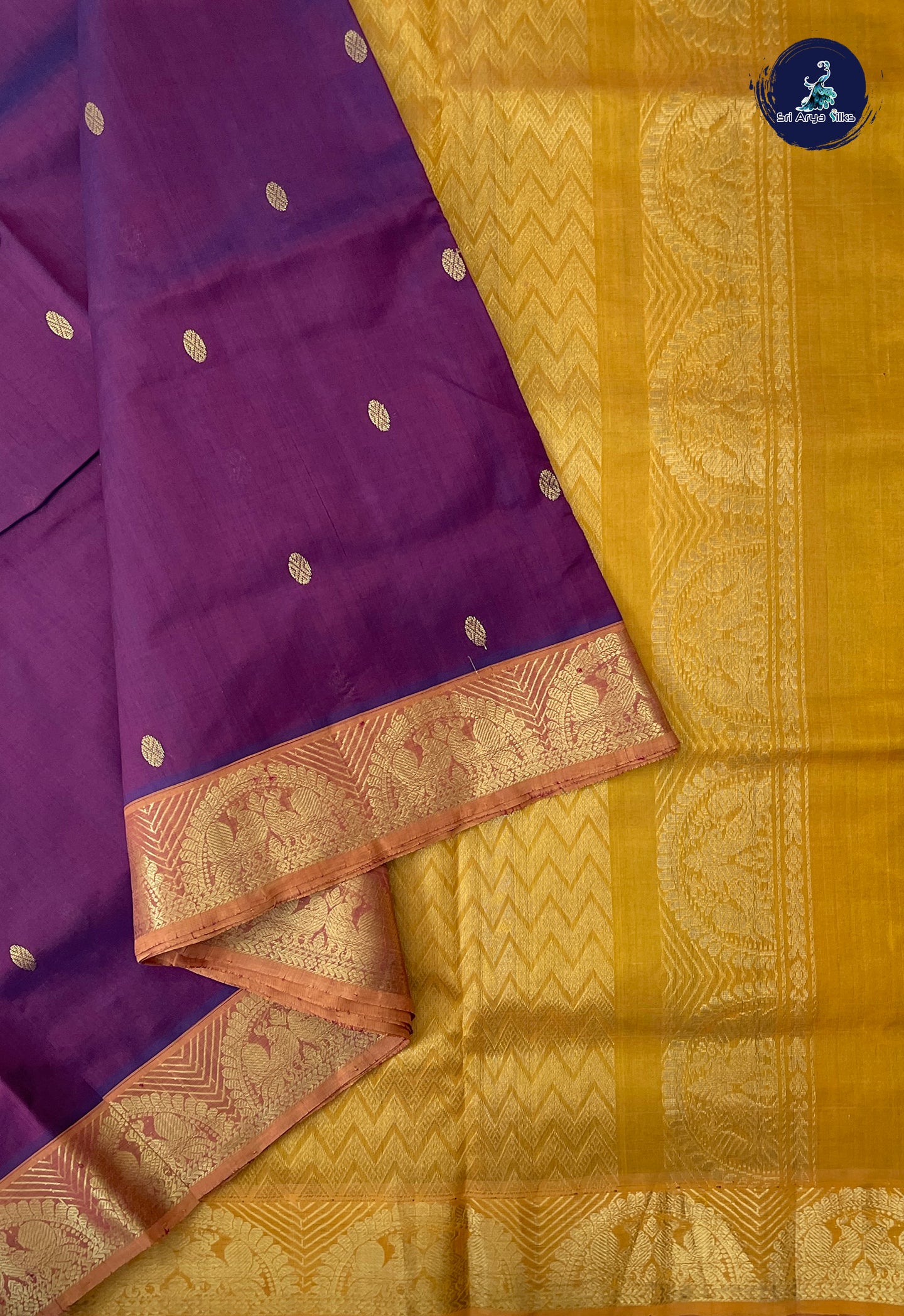 Brown Madisar Silk Cotton Saree With Zari Buttas Pattern