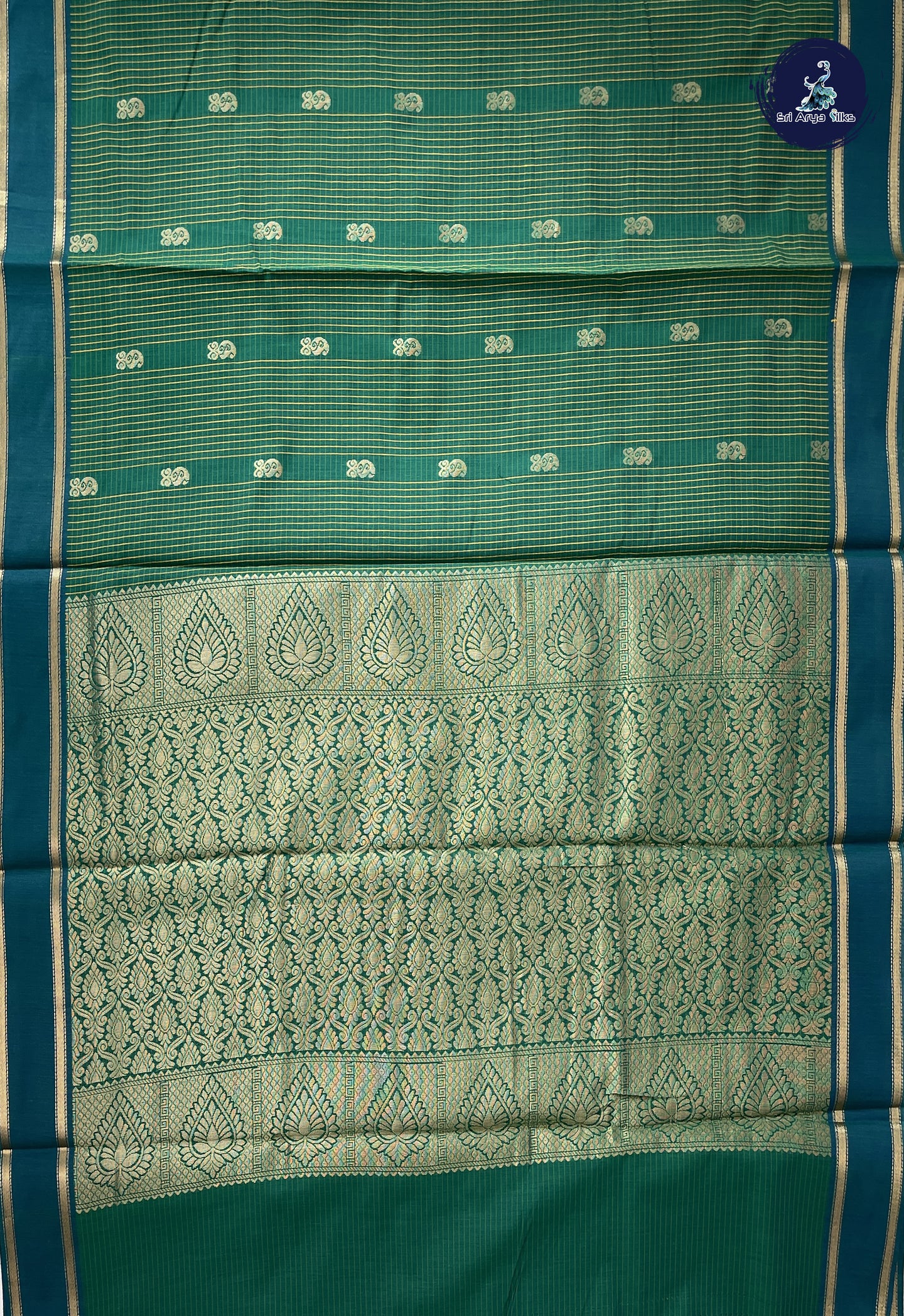 Green Madisar Semi Silk Cotton Saree With Checked Pattern