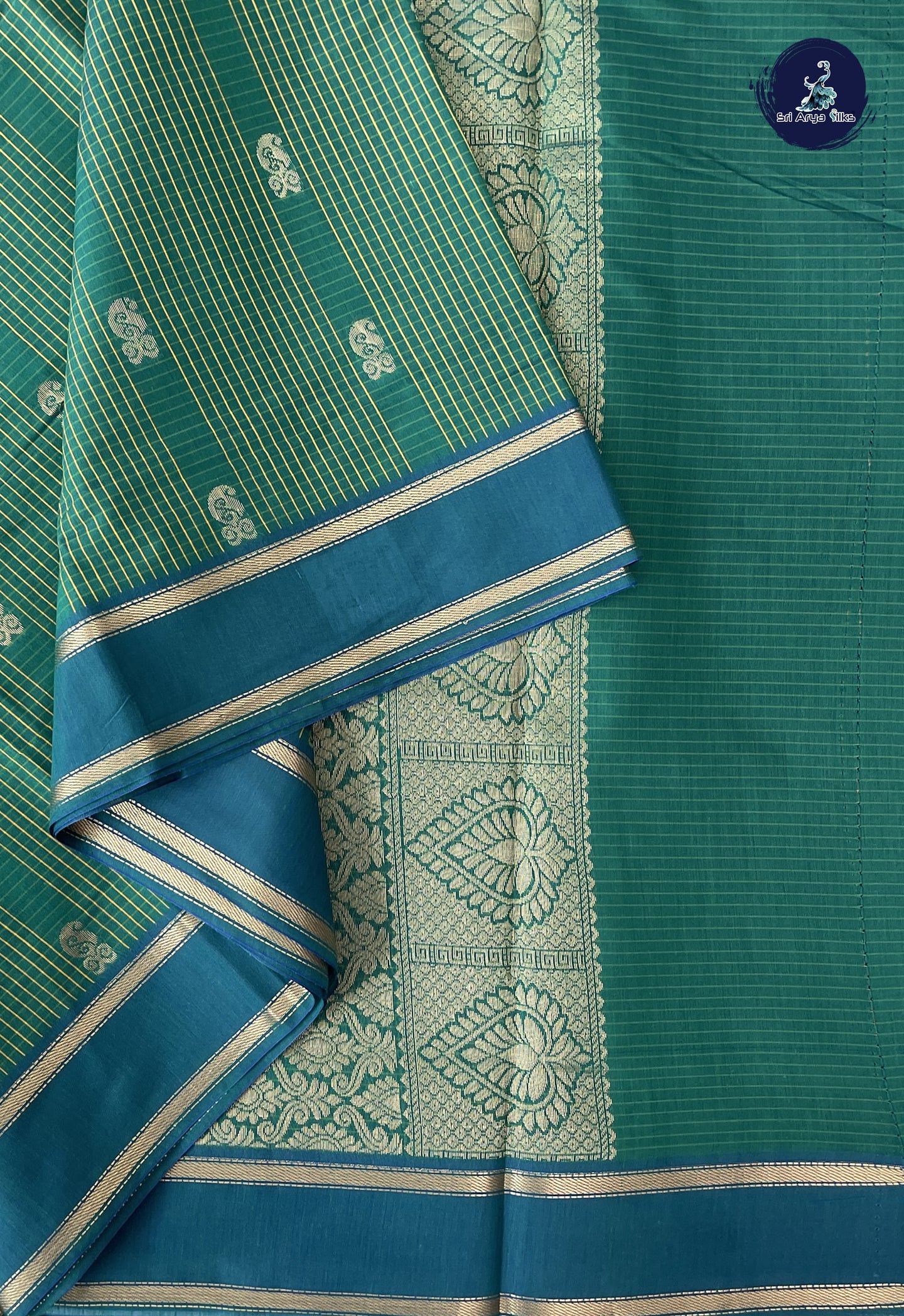 Green Madisar Semi Silk Cotton Saree With Checked Pattern