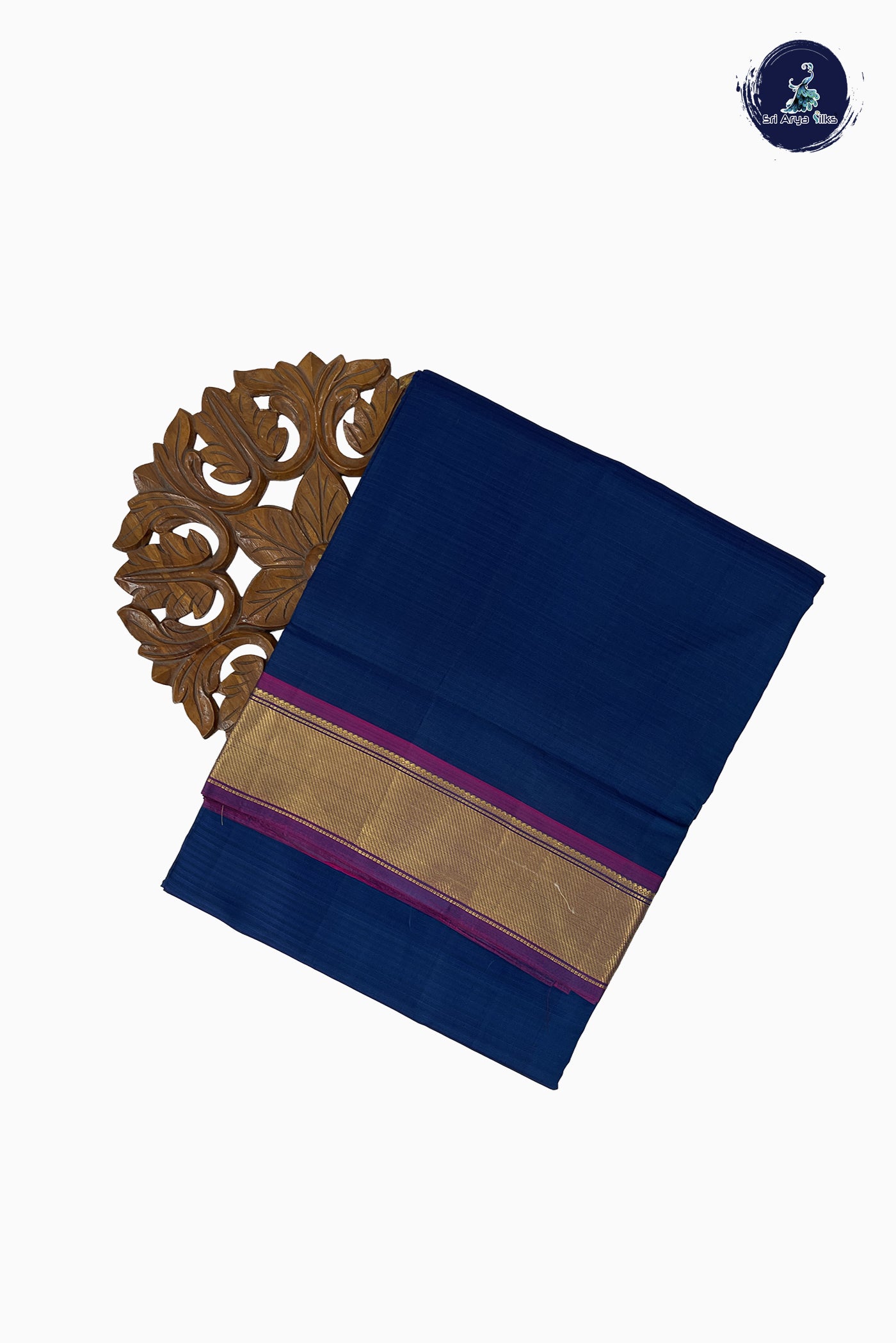 Peacock Blue Madisar 10 Yards Silk Saree With Doria Lines Pattern