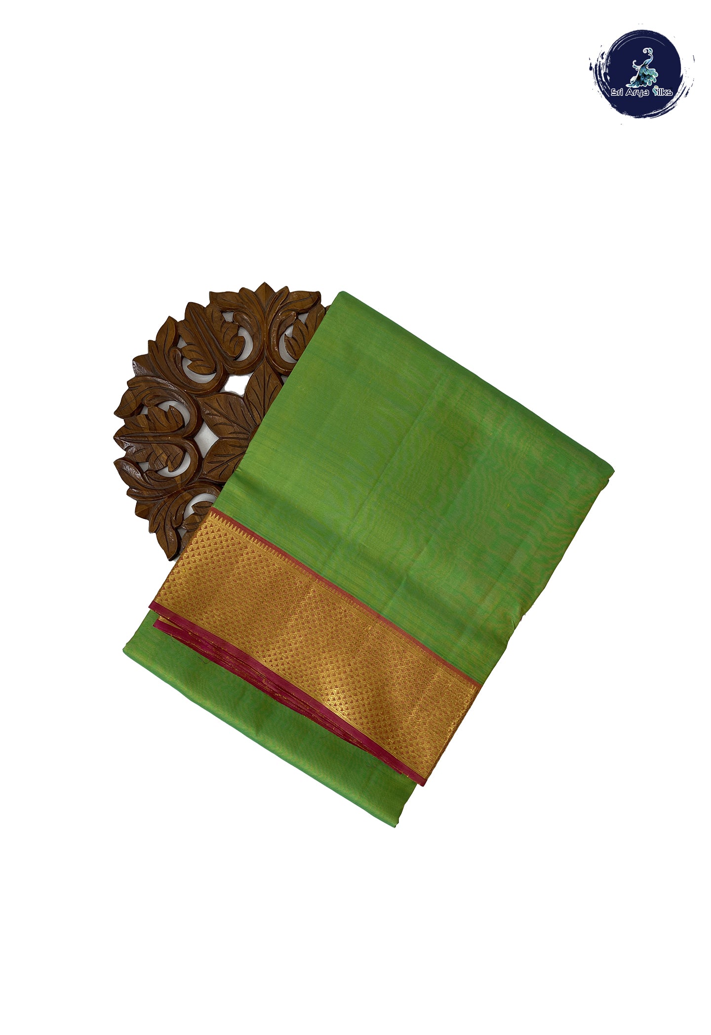 Lime Green Madisar 10 Yards Silk Saree With Plain Pattern