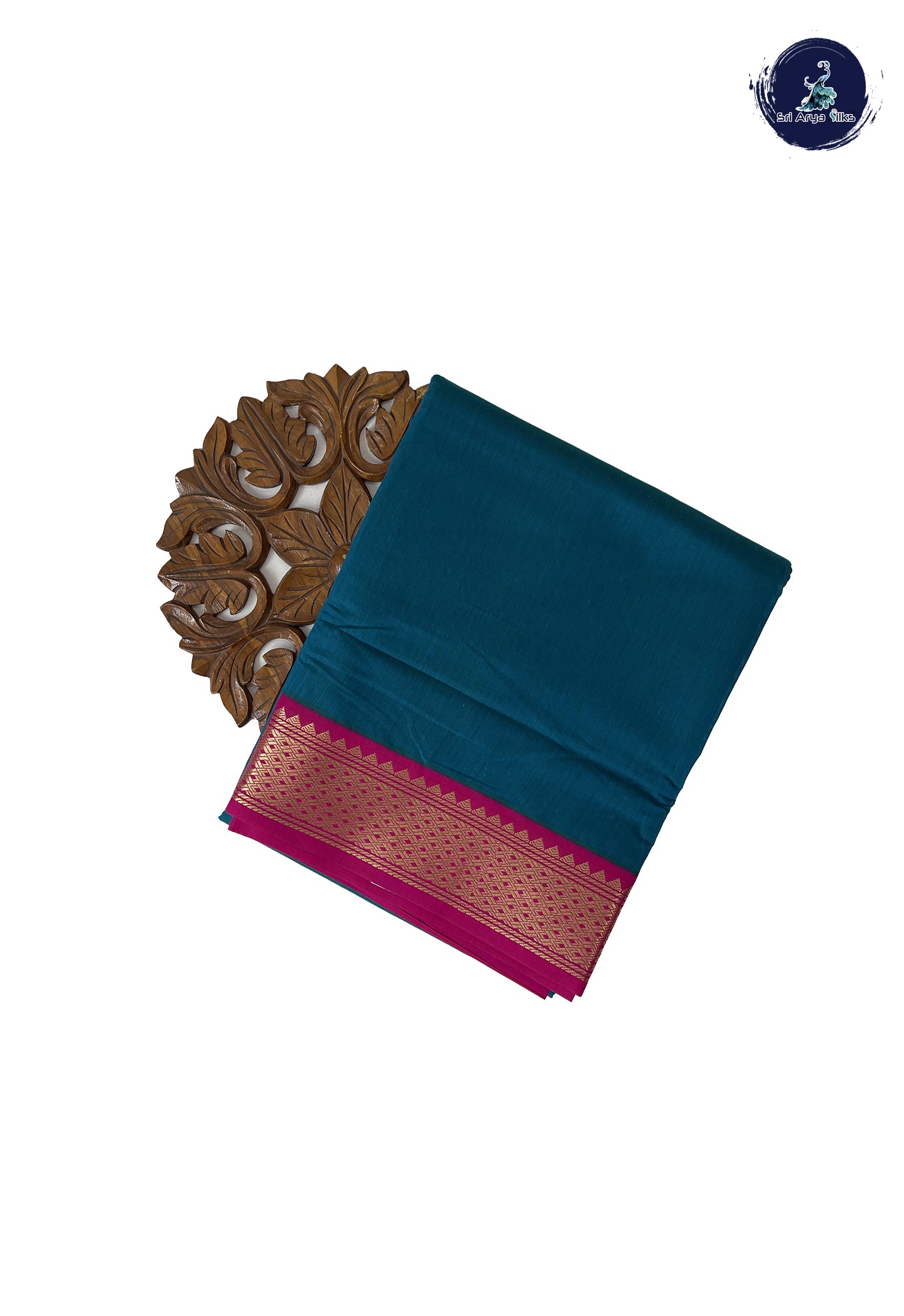Blue Madisar Semi Silk Cotton Saree With Plain Pattern
