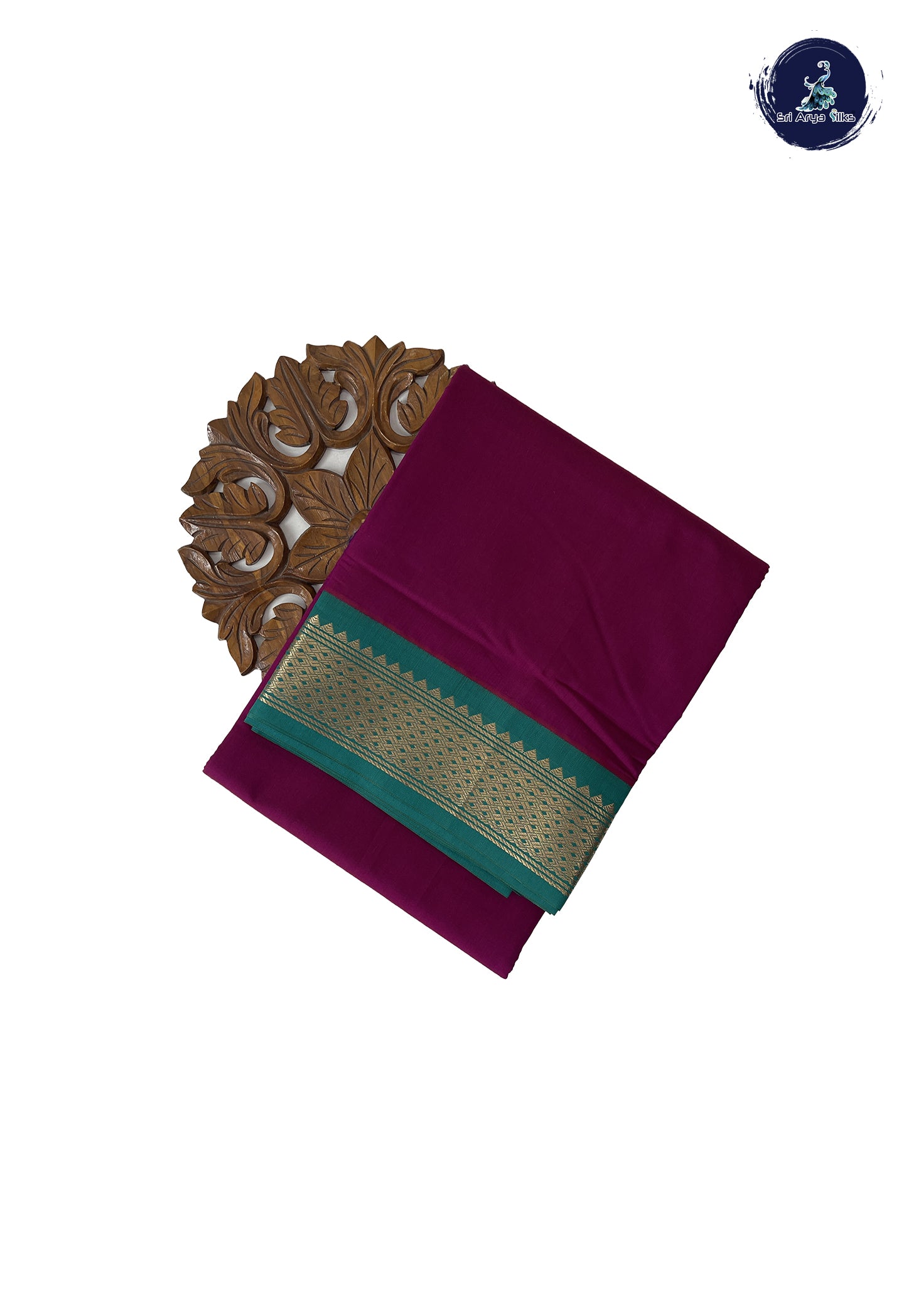 Magenta Purple Madisar Semi Silk Cotton Saree With Plain Pattern