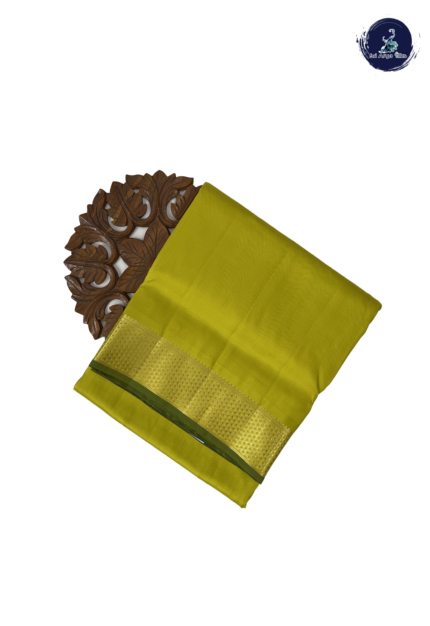 Lime Green Madisar 10 Yards Silk Saree With Plain Pattern