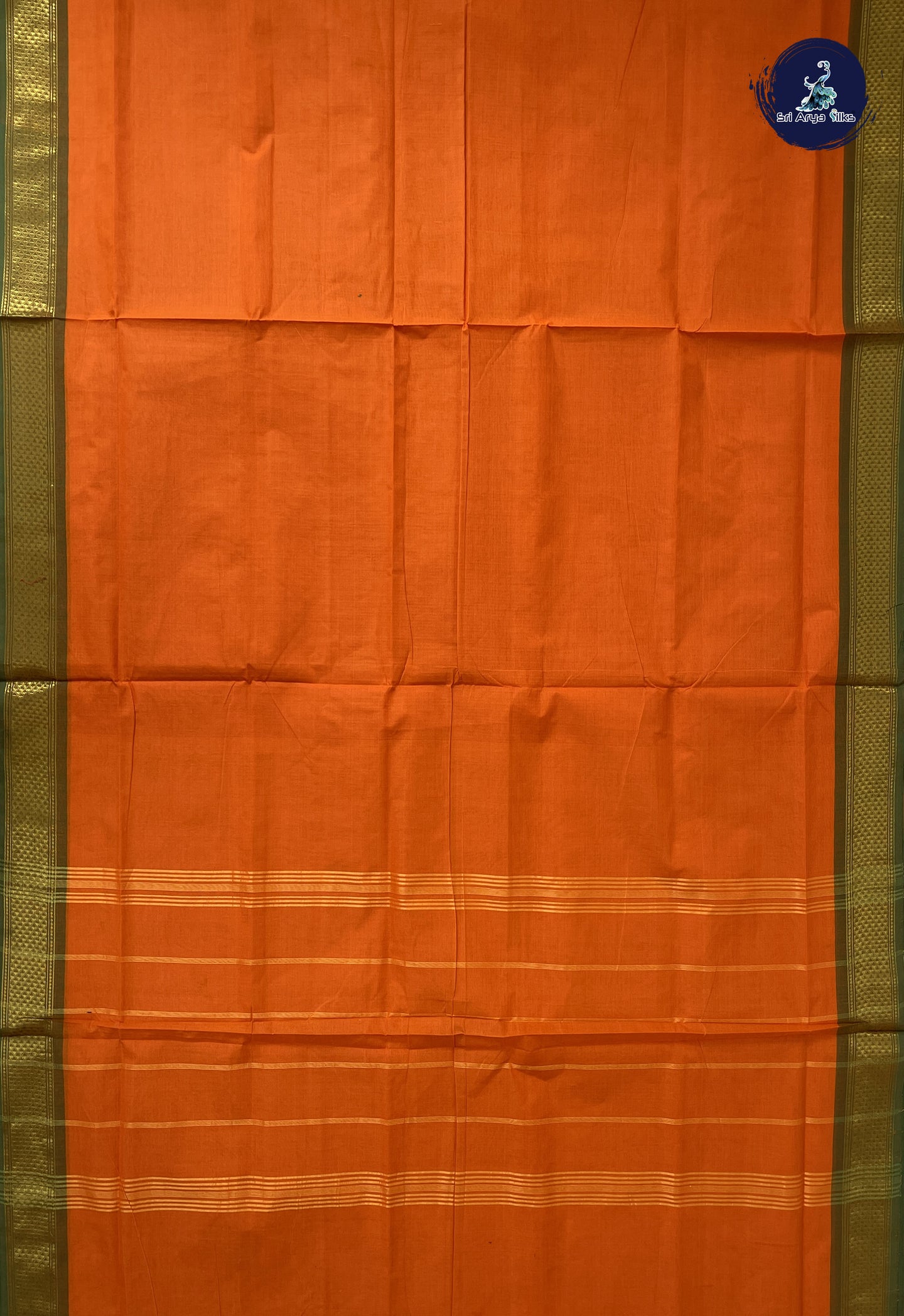 Yellow 10 Yards Madisar Cotton Saree With Plain Pattern