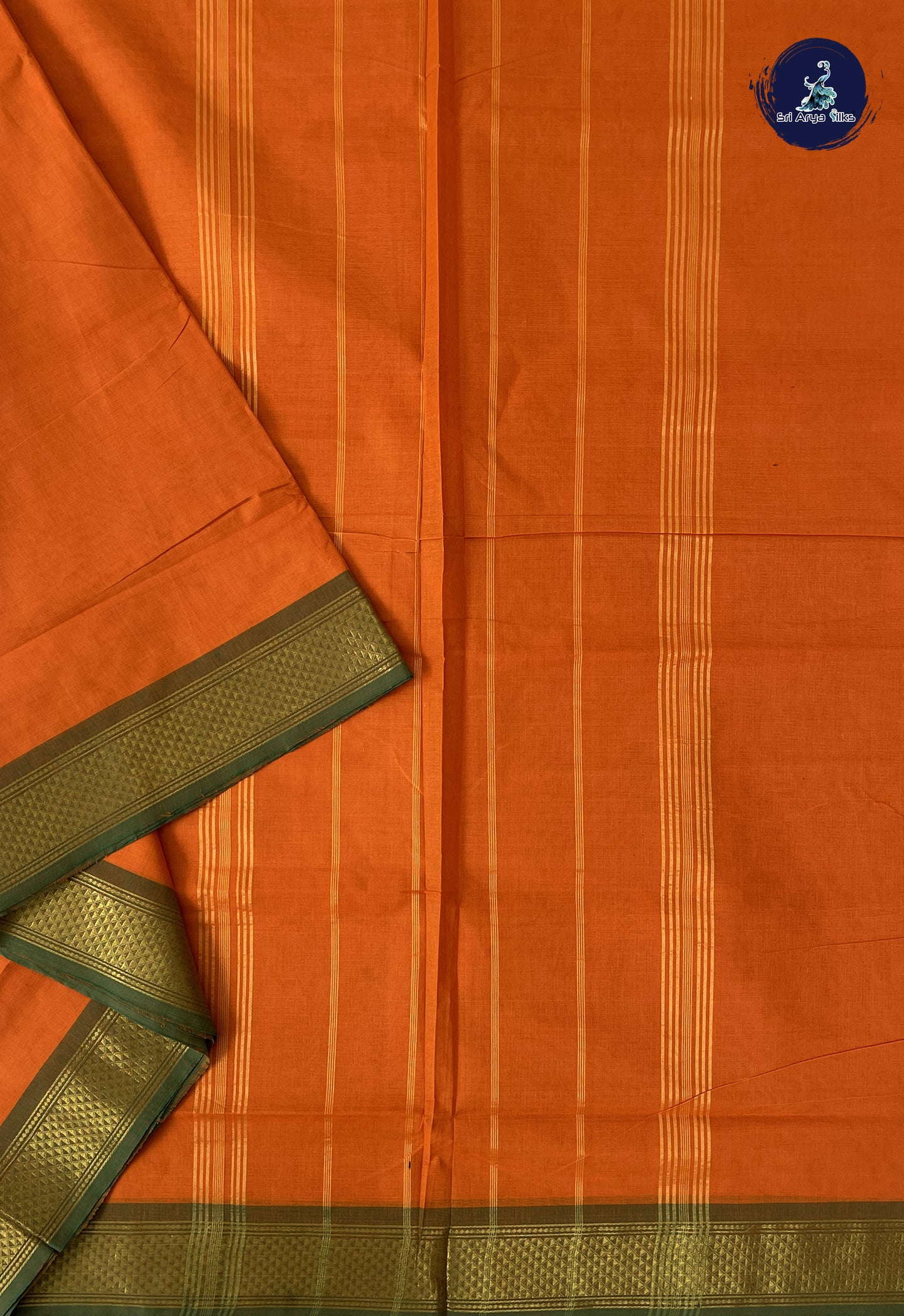 Yellow 10 Yards Madisar Cotton Saree With Plain Pattern