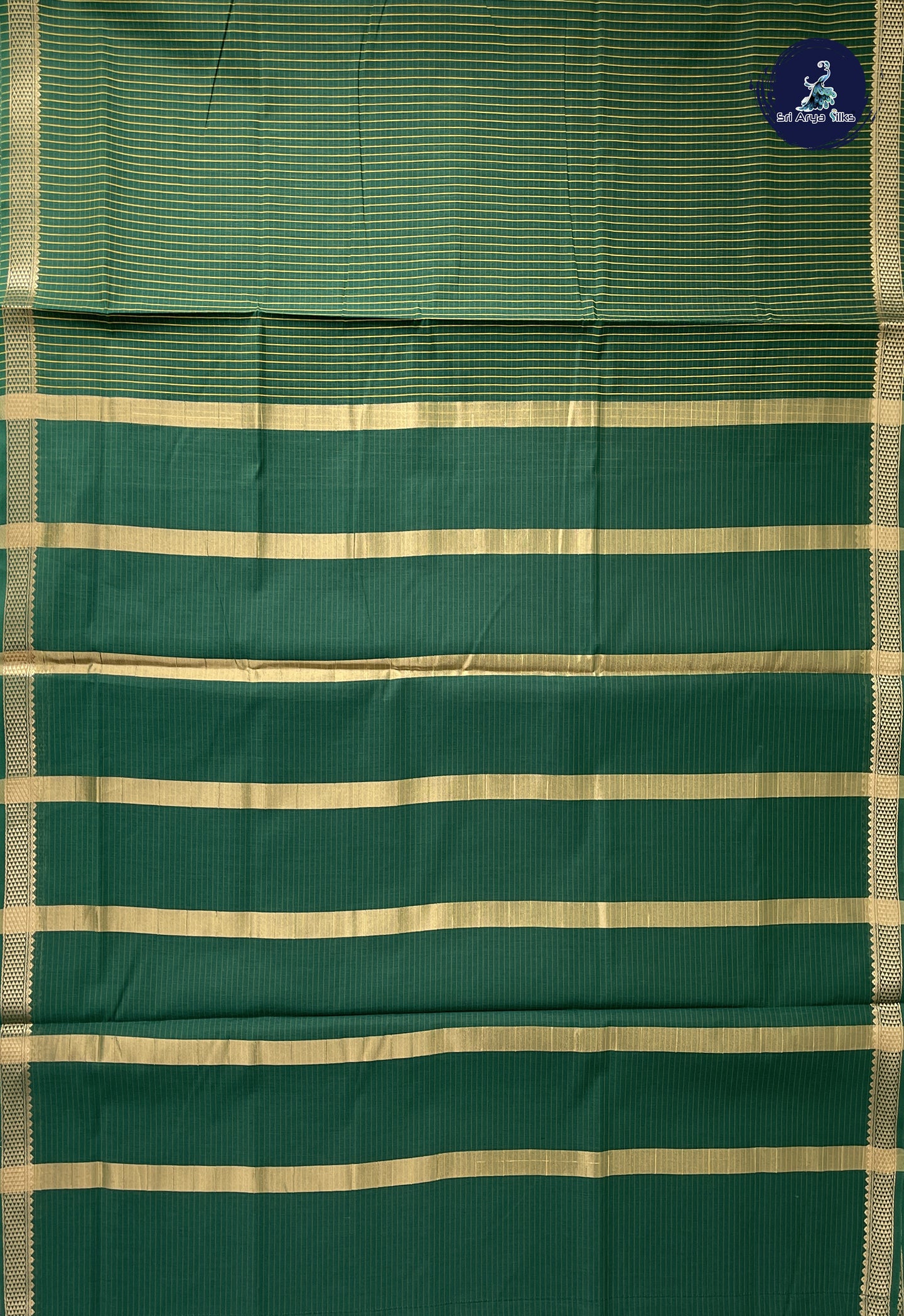 Bottle Green Madisar Semi Silk Cotton Saree With Checked Pattern