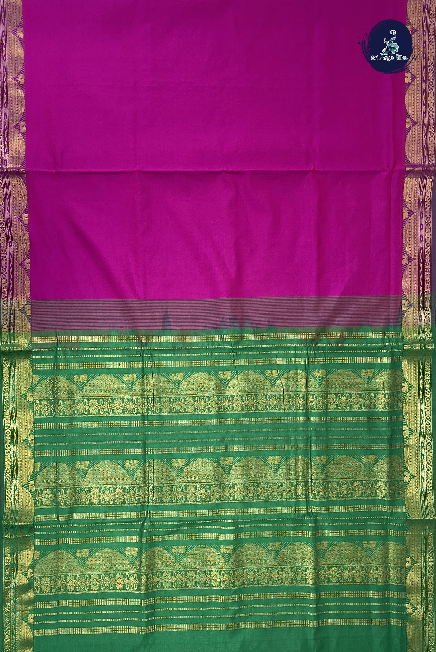 Magenta Madisar Semi Silk Cotton Saree With Plain Pattern