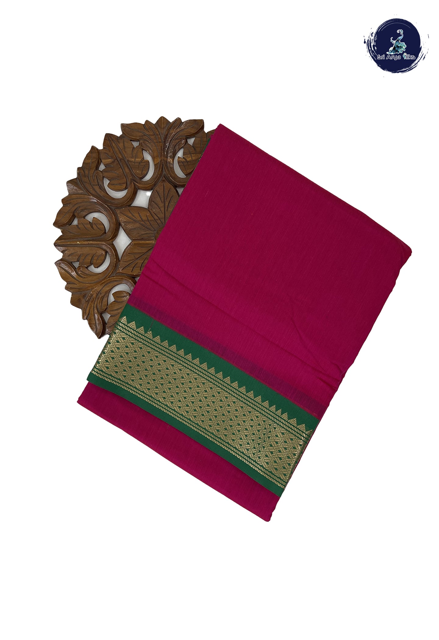 Dark Pink Madisar Semi Silk Cotton Saree With Plain Pattern
