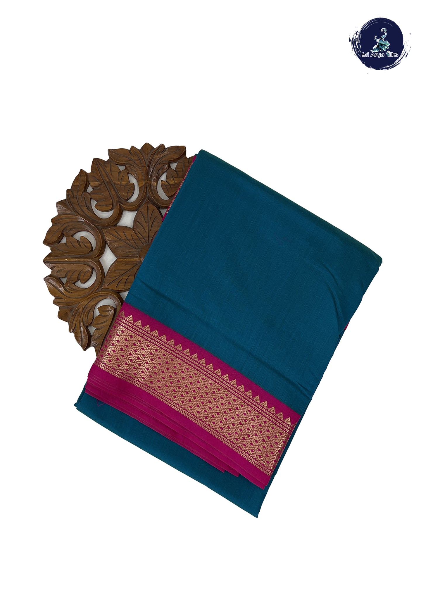 Sapphire Blue Madisar Semi Silk Cotton Saree With Plain Pattern