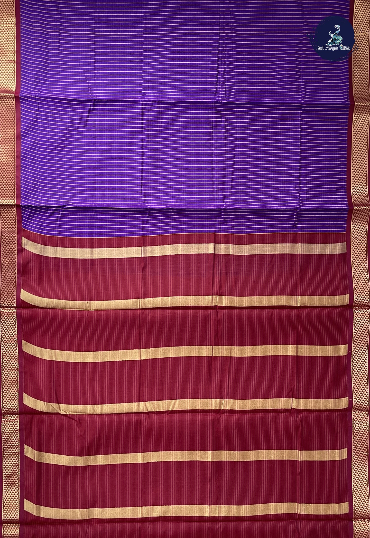 Purple Madisar Semi Silk Cotton Saree With Checked Pattern