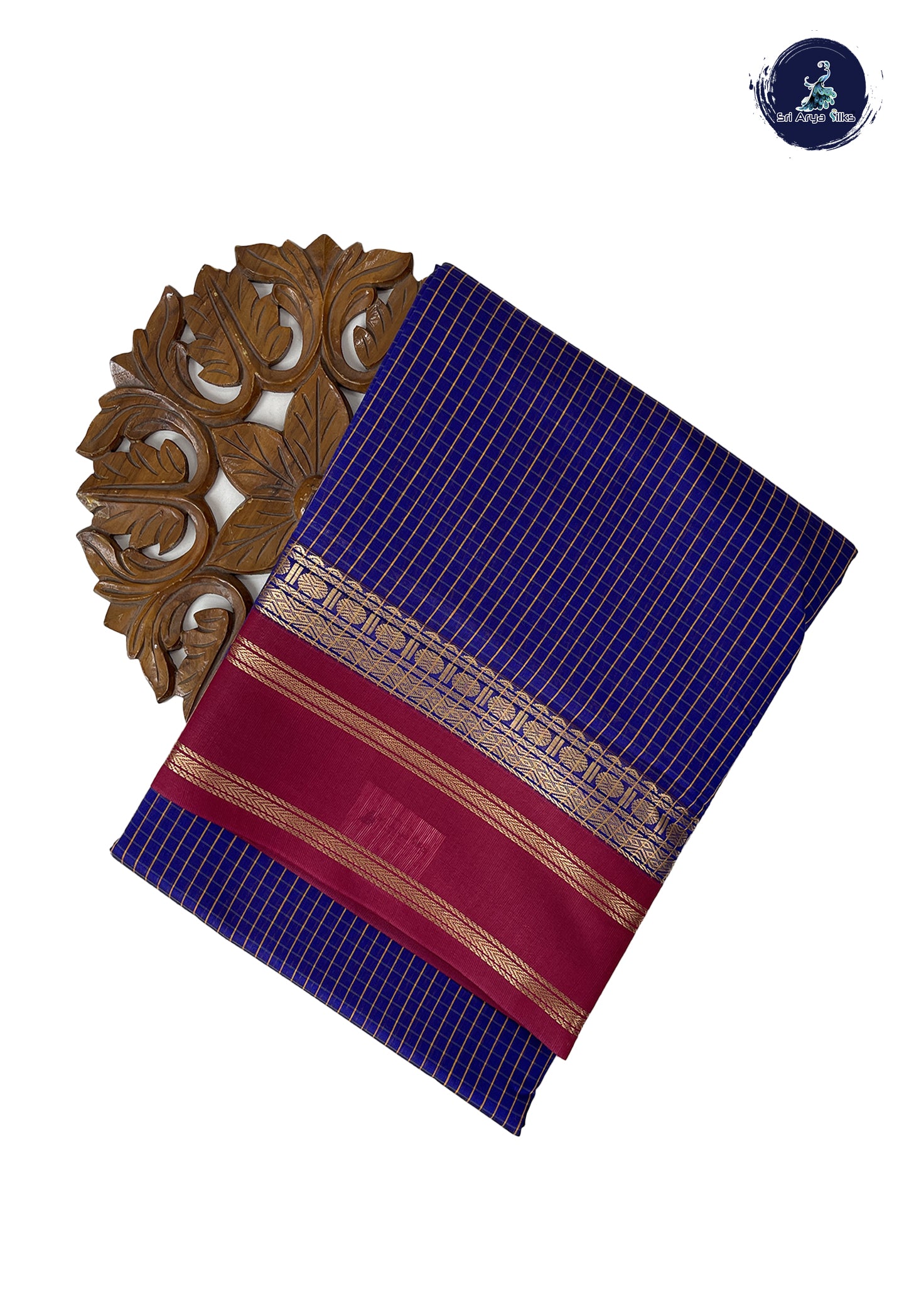 Violet Madisar Semi Silk Cotton Saree With Checked Pattern