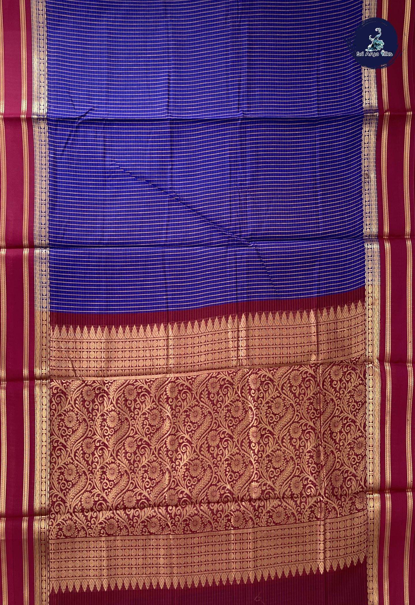 Violet Madisar Semi Silk Cotton Saree With Checked Pattern
