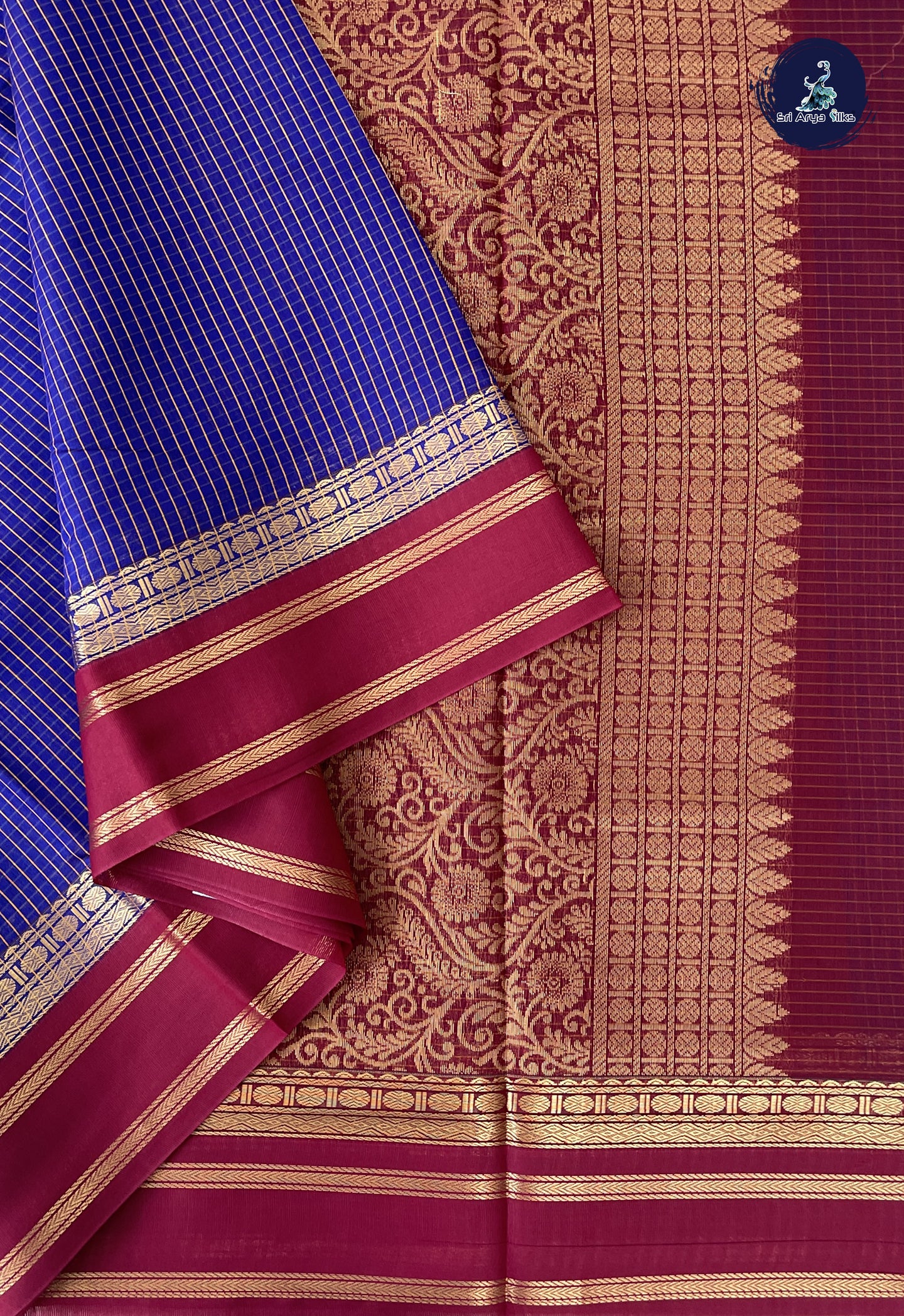 Violet Madisar Semi Silk Cotton Saree With Checked Pattern