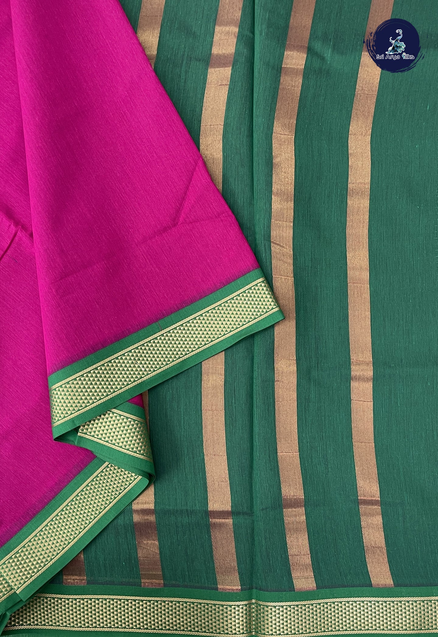 Magenta 10 Yards Semi Silk Cotton With Plain Pattern