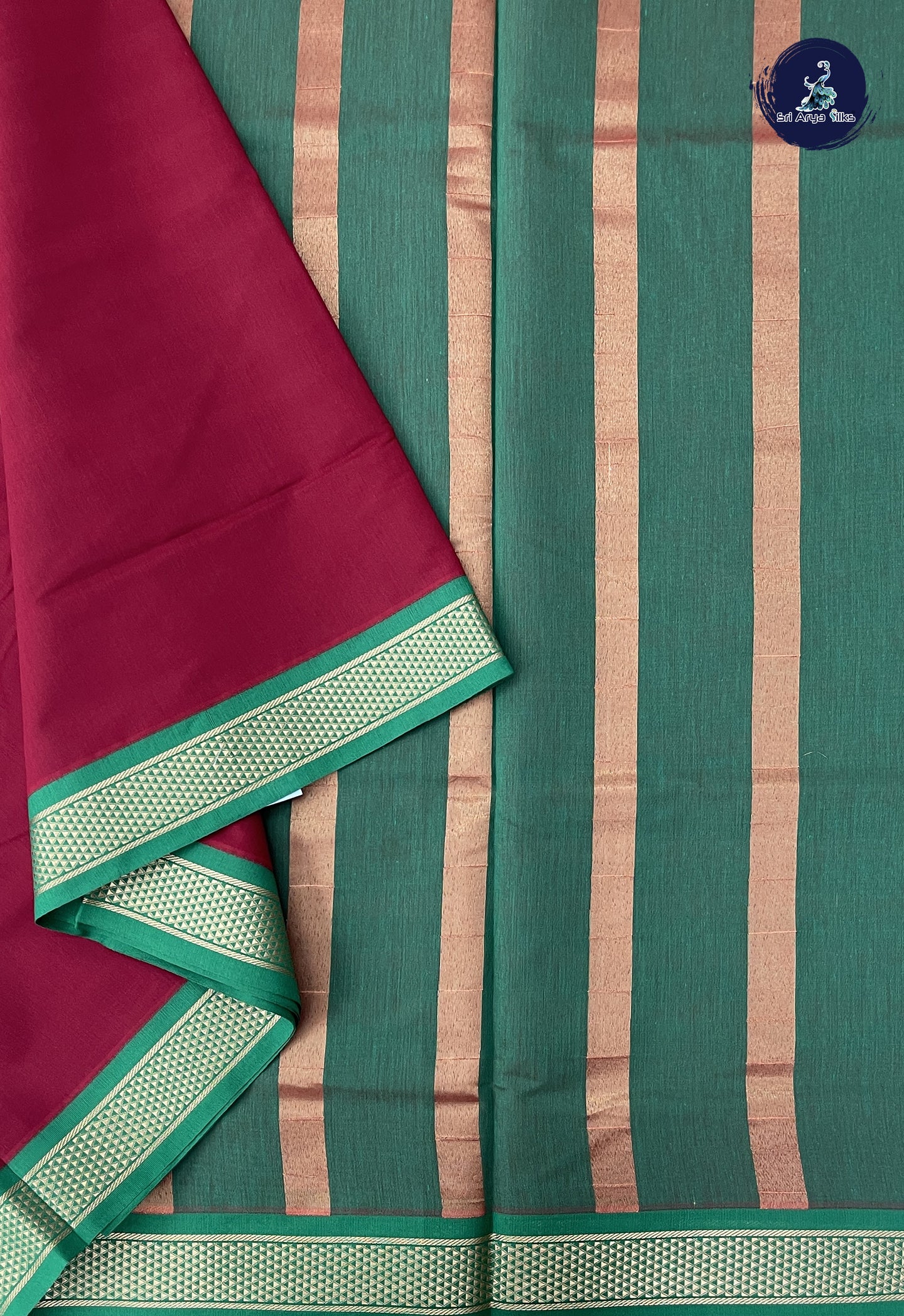Maroon 10 Yards Semi Silk Cotton With Plain Pattern