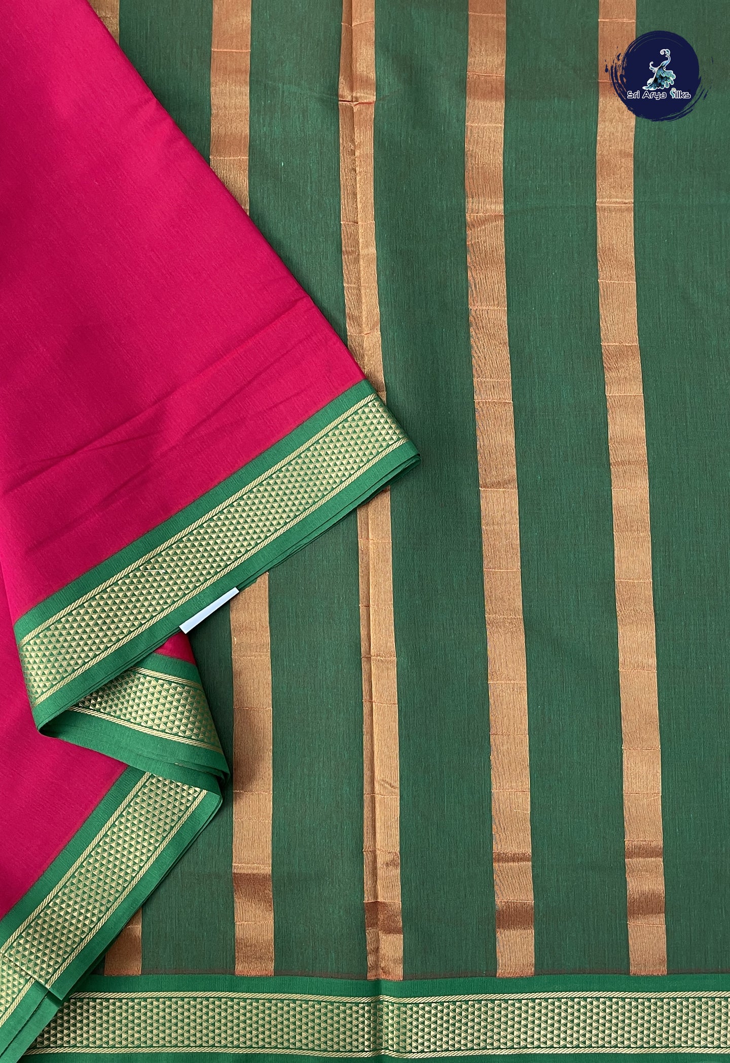Pink 10 Yards Semi Silk Cotton With Plain Pattern