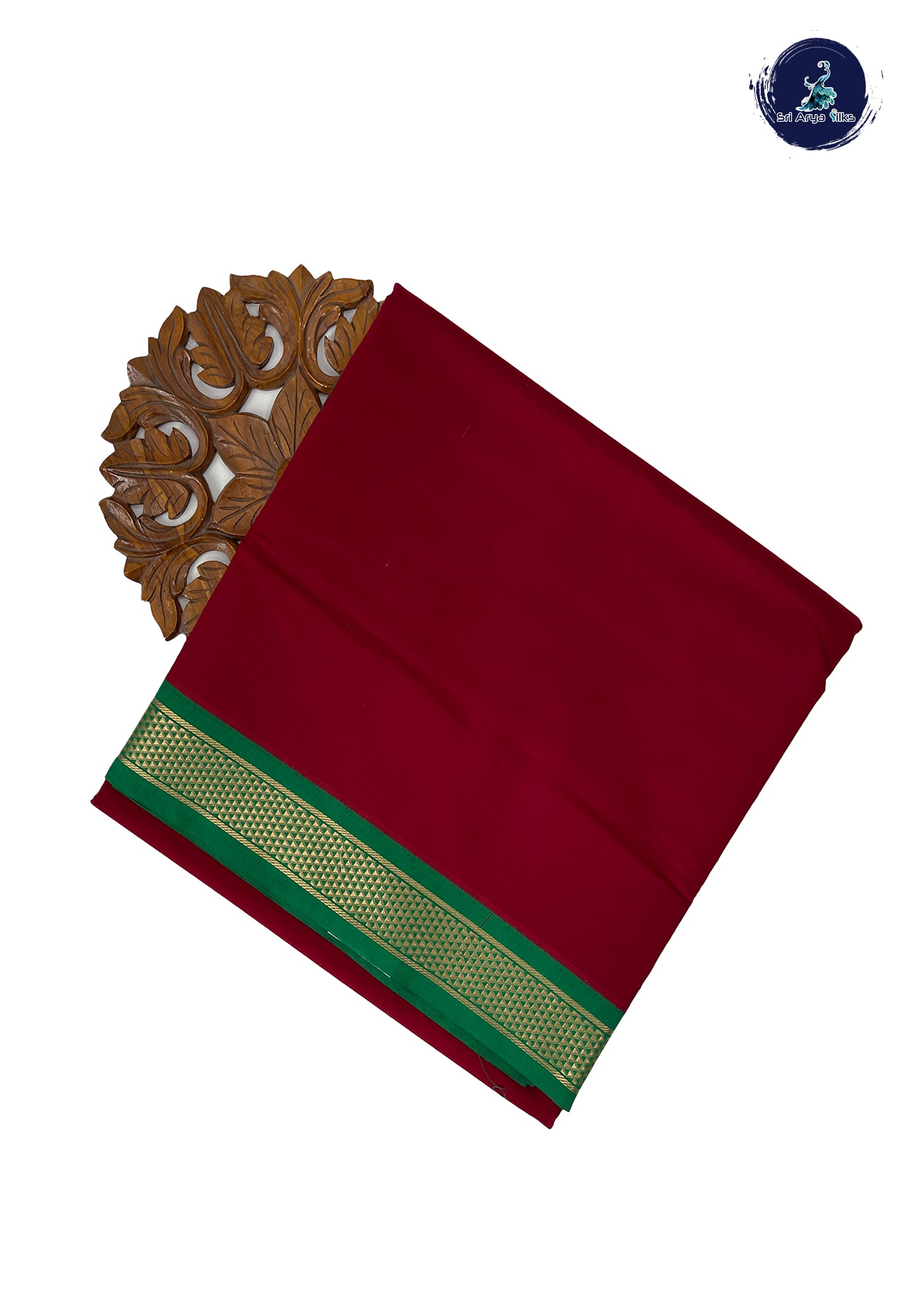 Maroon 10 Yards Semi Silk Cotton With Plain Pattern