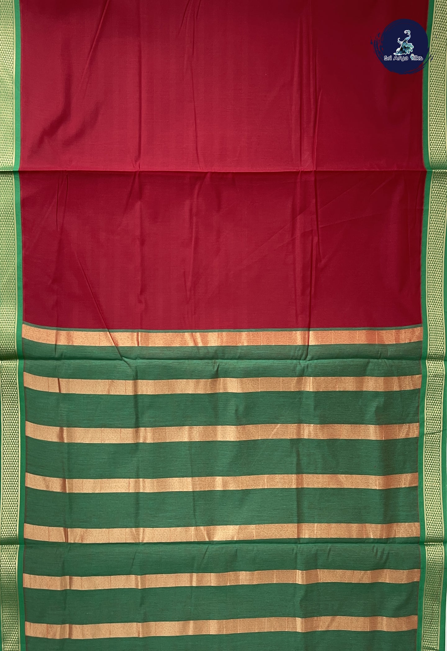 Maroon 10 Yards Semi Silk Cotton With Plain Pattern