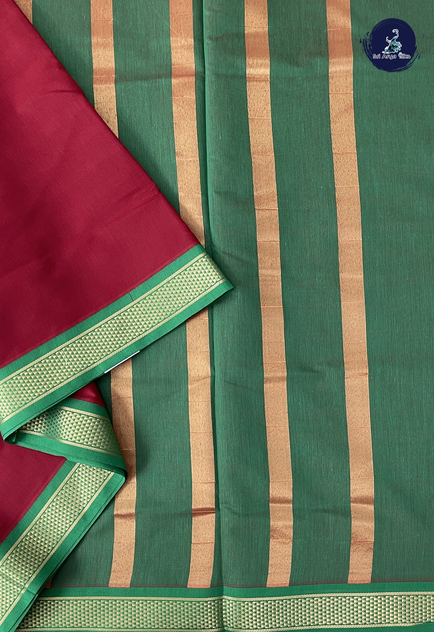 Maroon 10 Yards Semi Silk Cotton With Plain Pattern