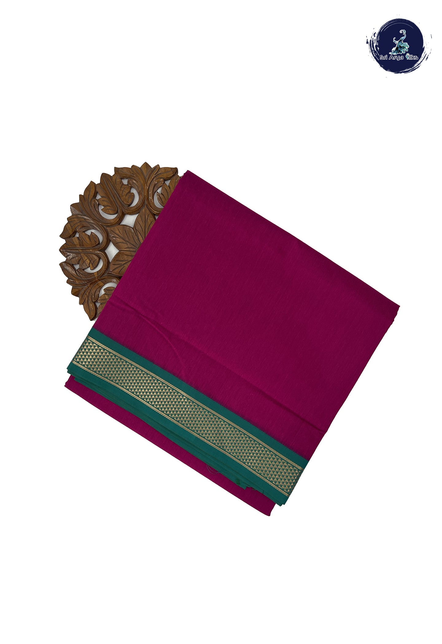 Dark Pink 10 Yards Semi Silk Cotton With Plain Pattern