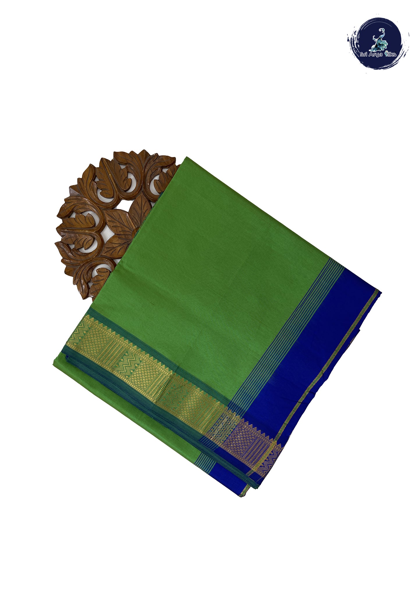 Light Green 10 Yards Semi Silk Cotton With Plain Pattern
