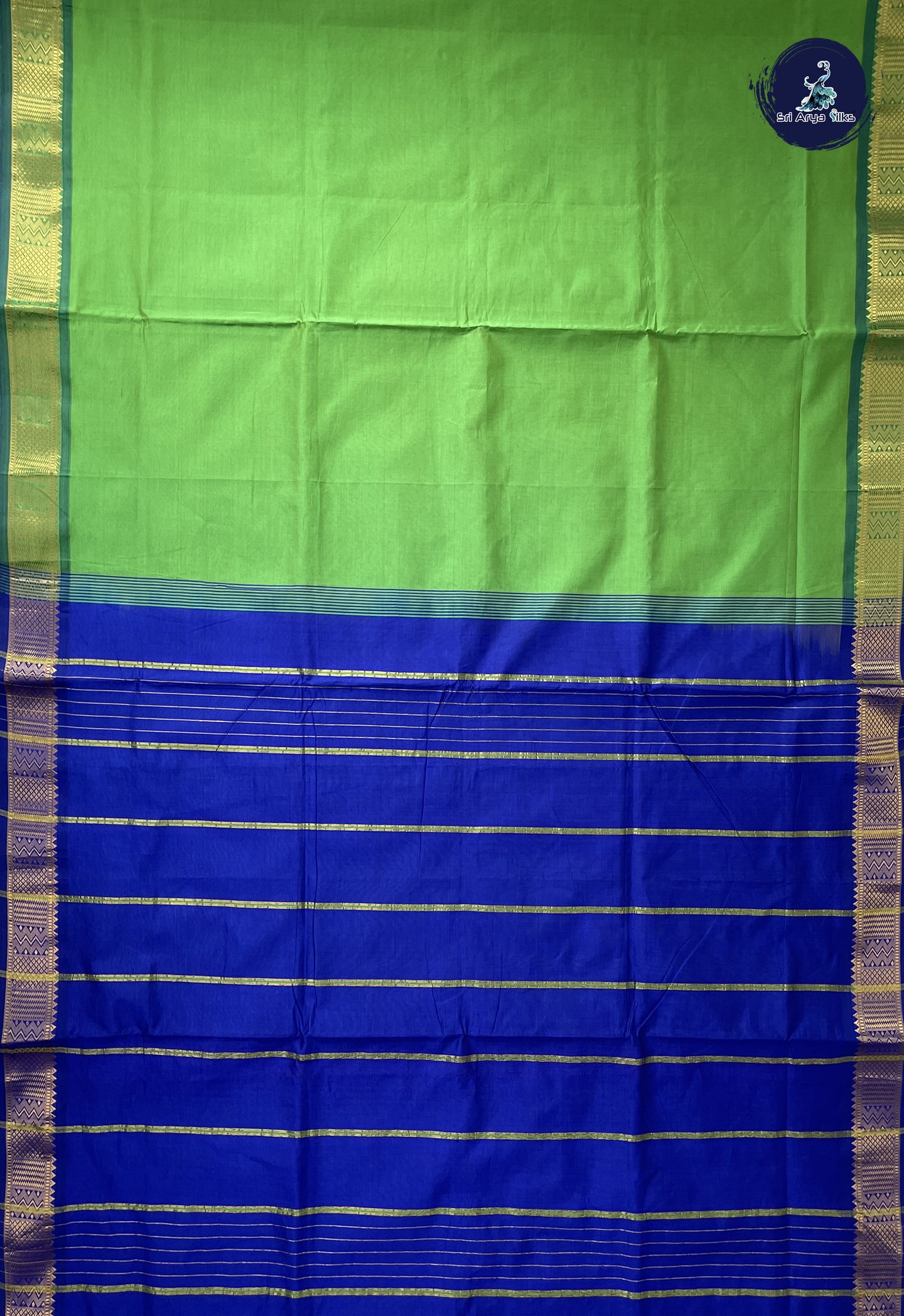 Light Green 10 Yards Semi Silk Cotton With Plain Pattern