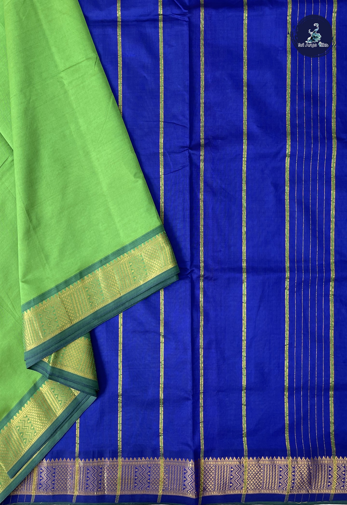 Light Green 10 Yards Semi Silk Cotton With Plain Pattern