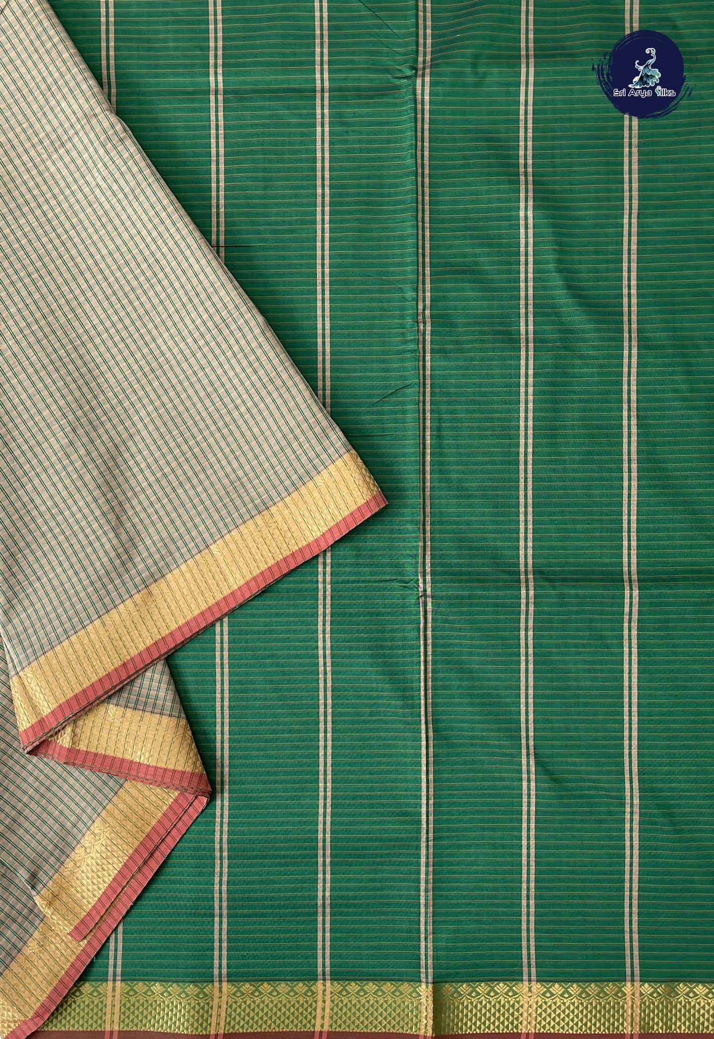 Grey 10 Yards Semi Silk Cotton With Checked Pattern