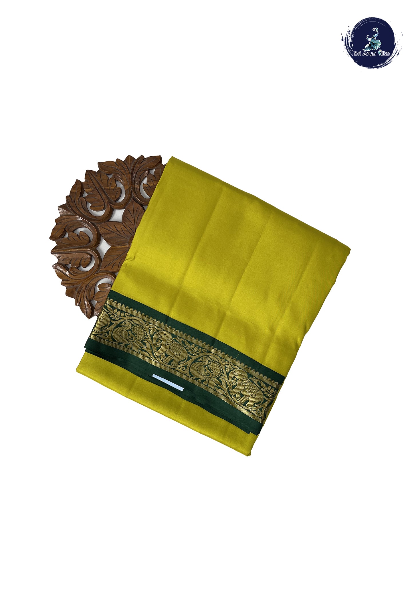 Lemon Yellow Madisar 10 Yards Silk Saree With Plain Pattern