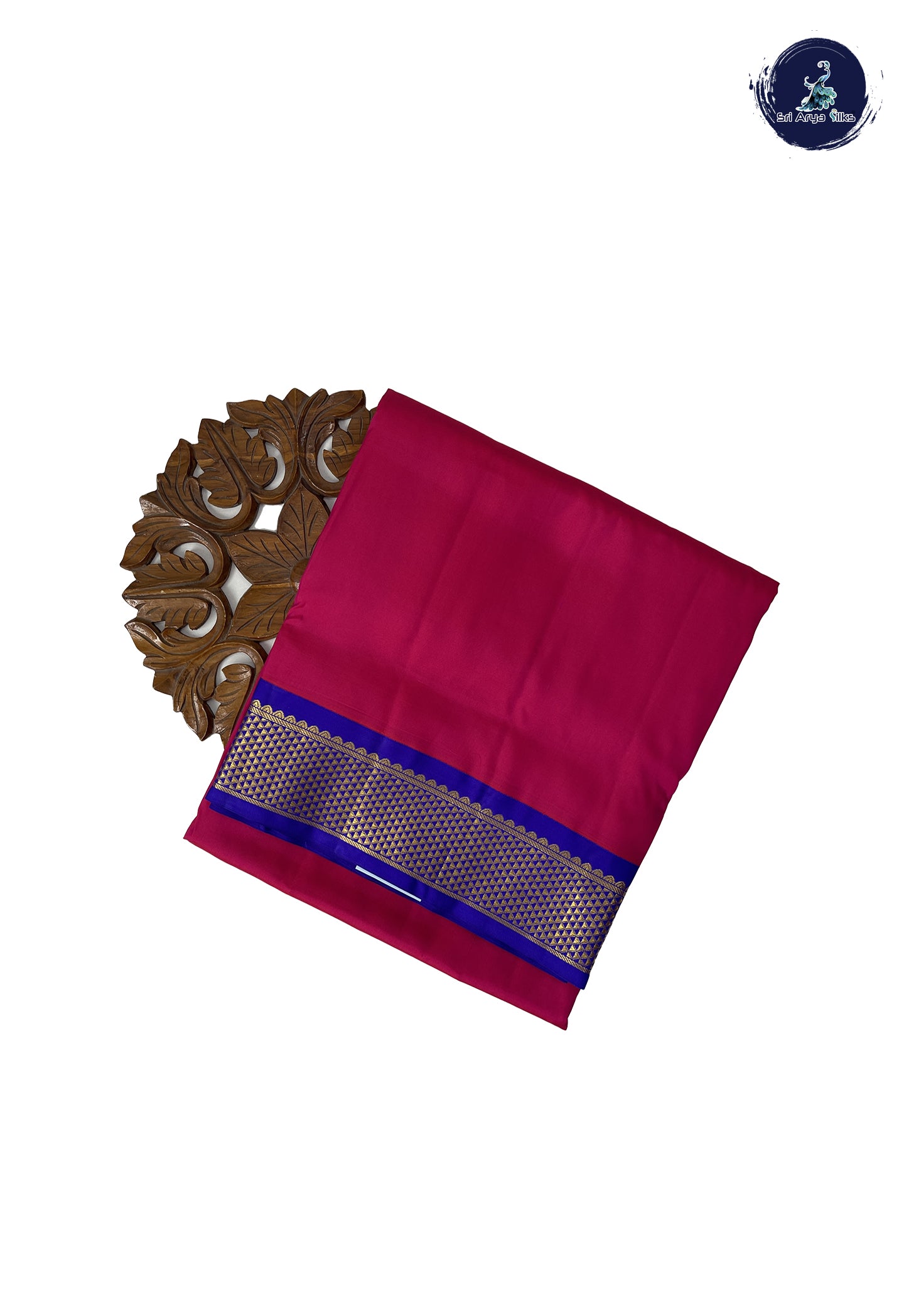 Dark Pink Madisar 10 Yards Silk Saree With Plain Pattern