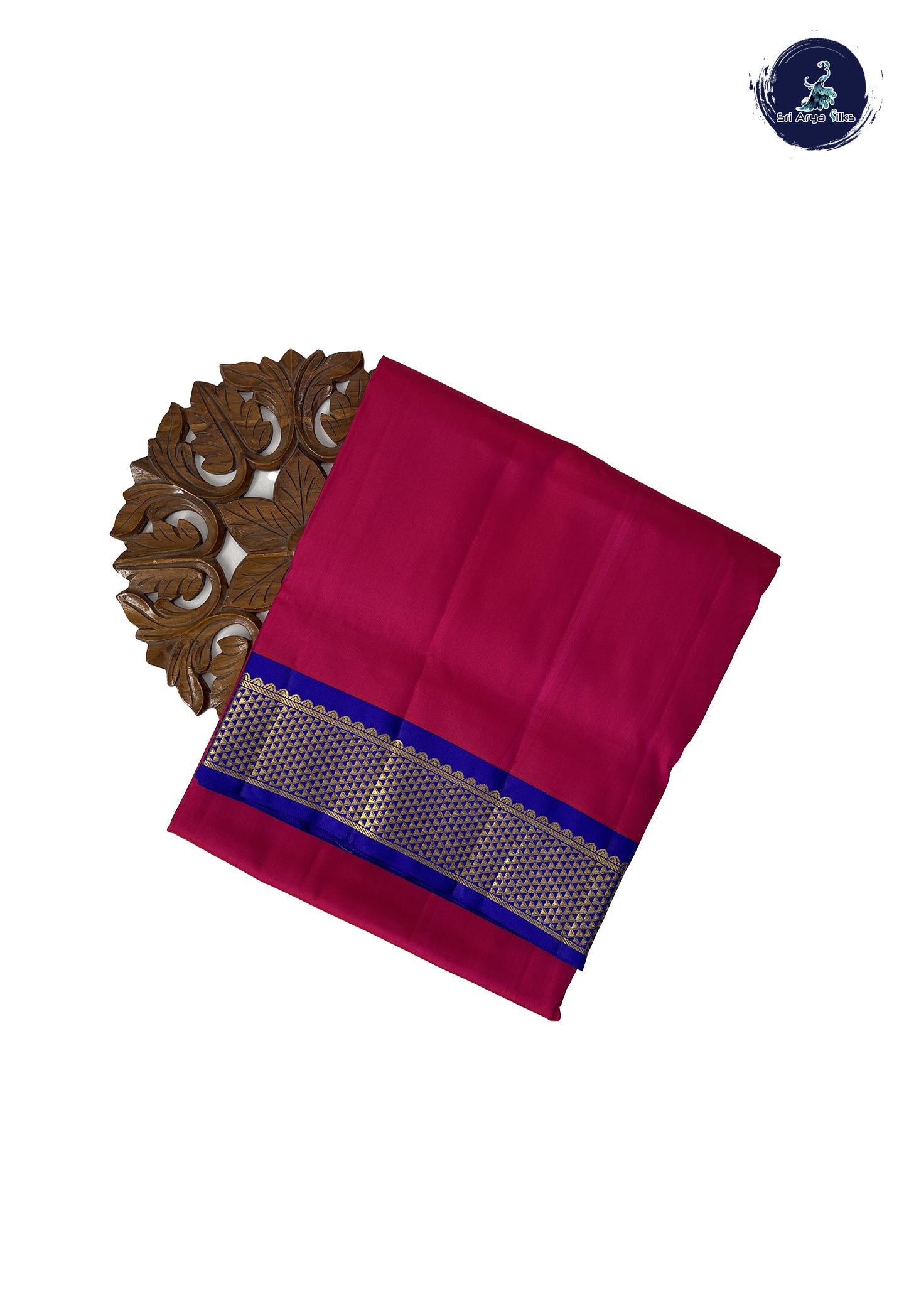 Dark Pink Madisar 10 Yards Silk Saree With Plain Pattern