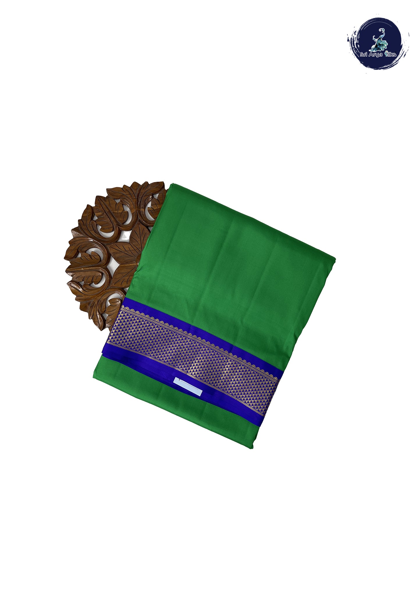 Parrot Green Madisar 10 Yards Silk Saree With Plain Pattern