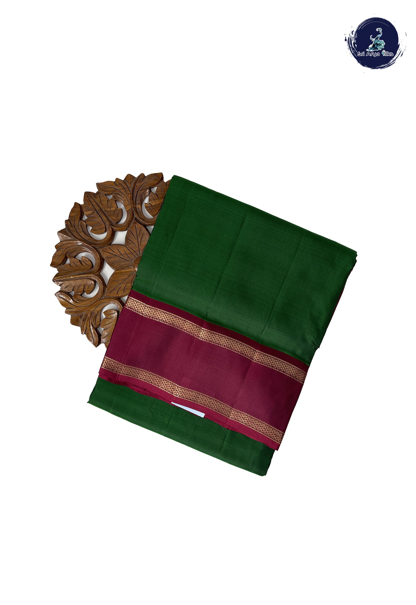 Dark Green Madisar 10 Yards Silk Saree With Doria Lines Pattern