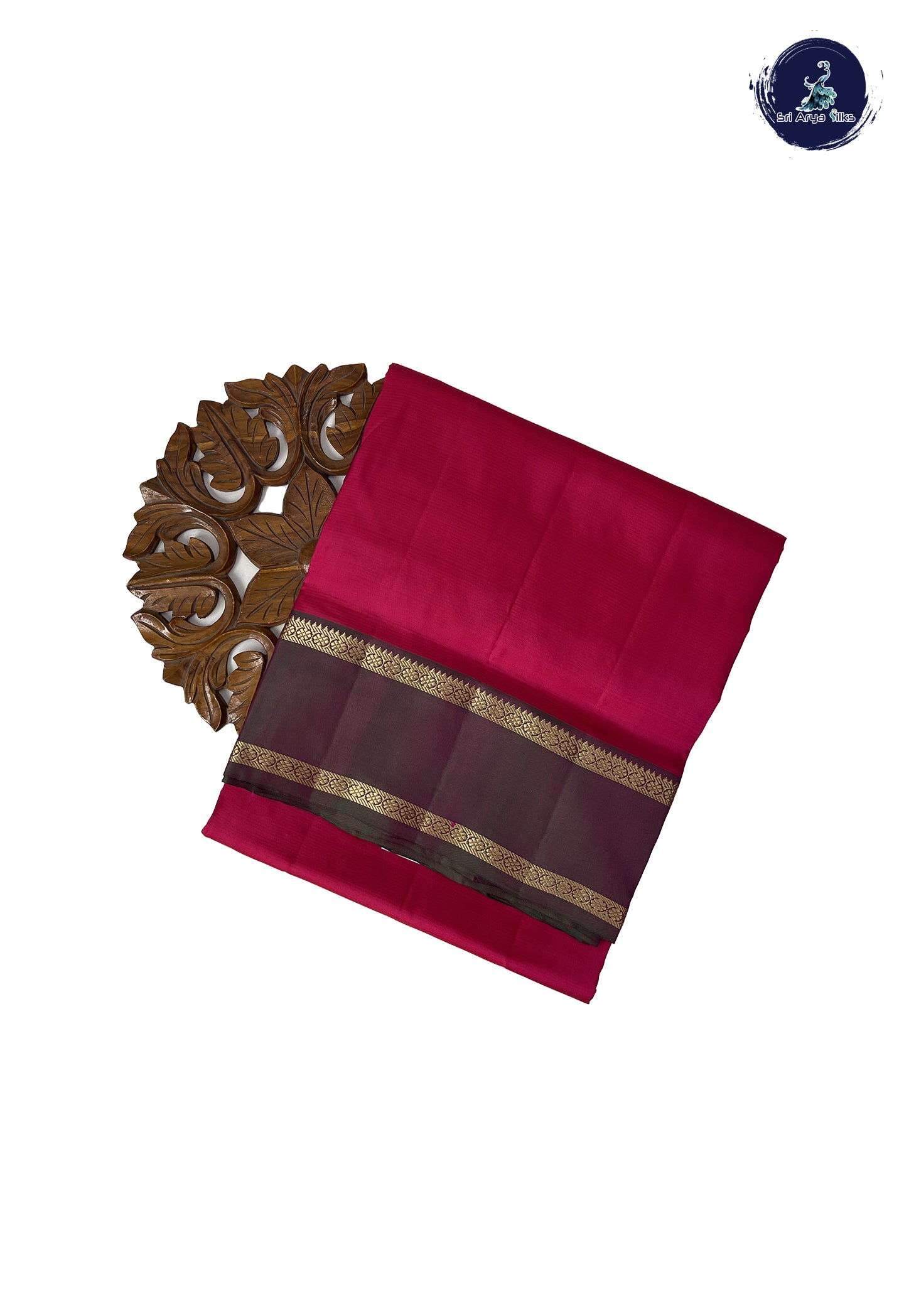 Dark Pink Madisar 10 Yards Silk Saree With Doria Lines Pattern