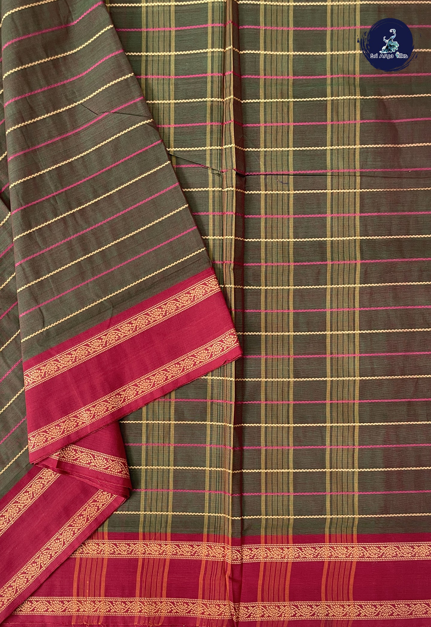 Manthulir 10 Yards Madisar Cotton Saree With Veldhari Stripes Pattern